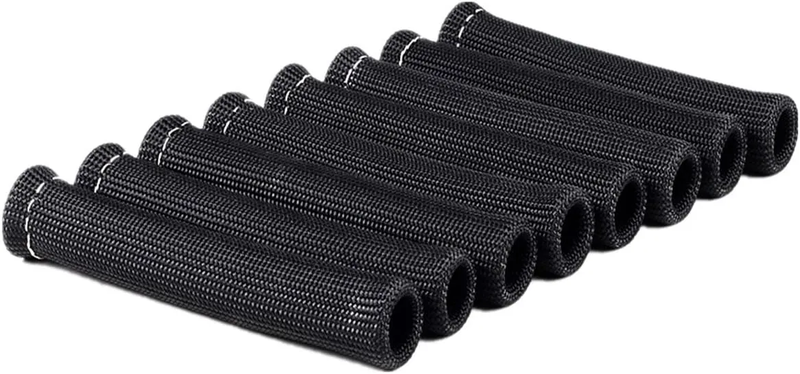 1600 Degree Spark Plug Protect Boot Heat Shield Thermal Protection Insulator 6 inch for Car Truck Black (Pack of 8)