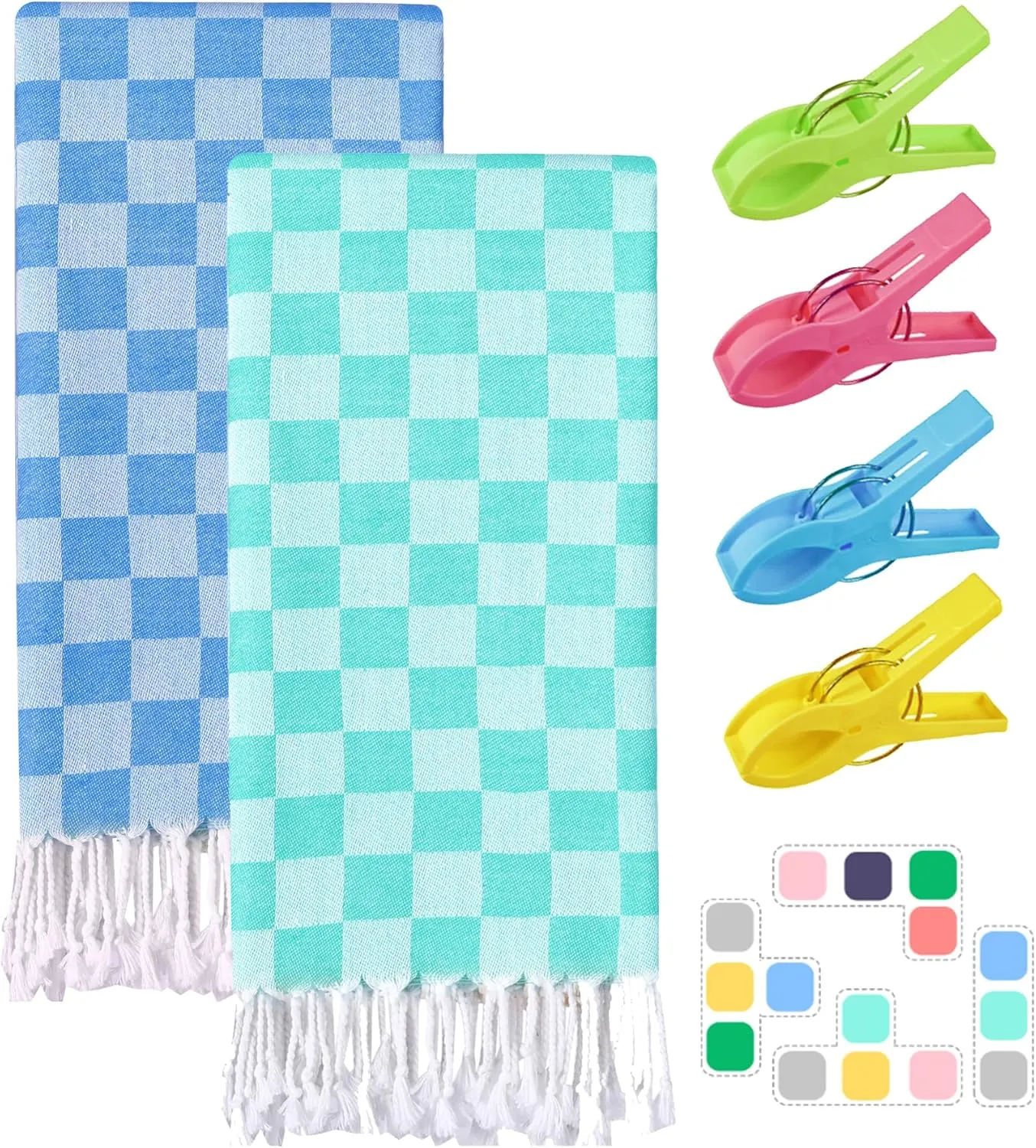 2 Packs Turkish Beach towels Blanket Bath Pool Towel for Bag Chair Tent Umbrella Wagon Dress Toy Ball Canopy Tote Shade Hat Outfit Cart Sandals Shoes Game Dress Shirt Cooler Pant Cabana Chair Backpack