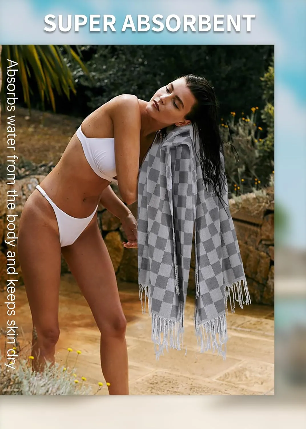 2 Packs Turkish Beach towels Blanket Bath Pool Towel for Bag Chair Tent Umbrella Wagon Dress Toy Ball Canopy Tote Shade Hat Outfit Cart Sandals Shoes Game Dress Shirt Cooler Pant Cabana Chair Backpack