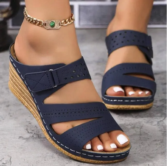 2025 Platform Sandals Women Fashion Wedges Sandals Casual Comfortable Mid Heels Open Toe Espadrilles Sandals Slip on Shoes Dressy Summer Flat