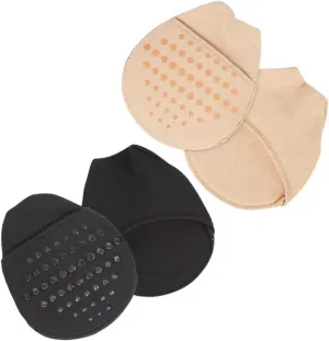 2Pair Invisible Forefoot Cushion Socks for Women Seamless Half Liner with Non Skid Silicone Bottom Comfortable Black and Skin Color Options for High Heels and Casual Shoes