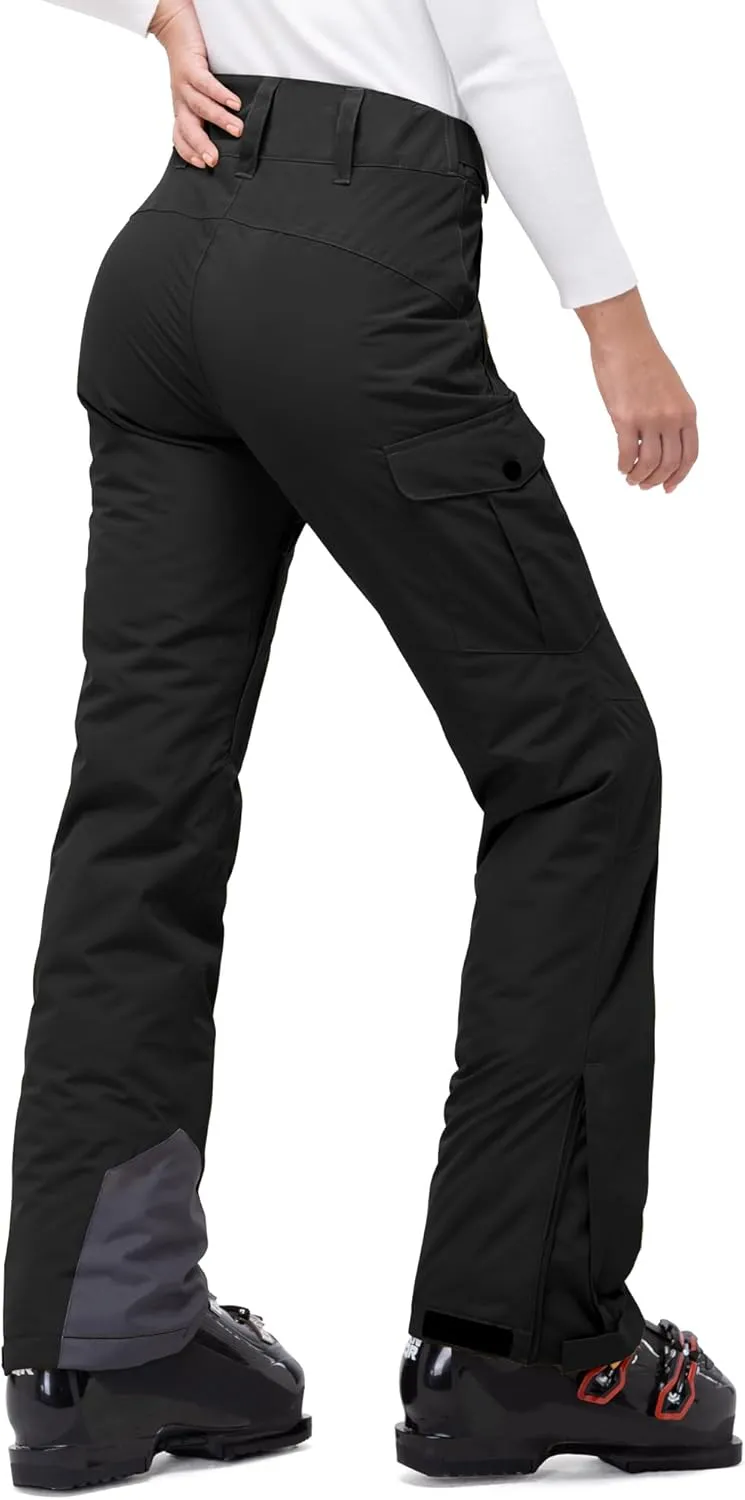 33,000ft Women's Insulated Snow Pants, Waterproof Snowboard Ski Pants with Boot Gaiters