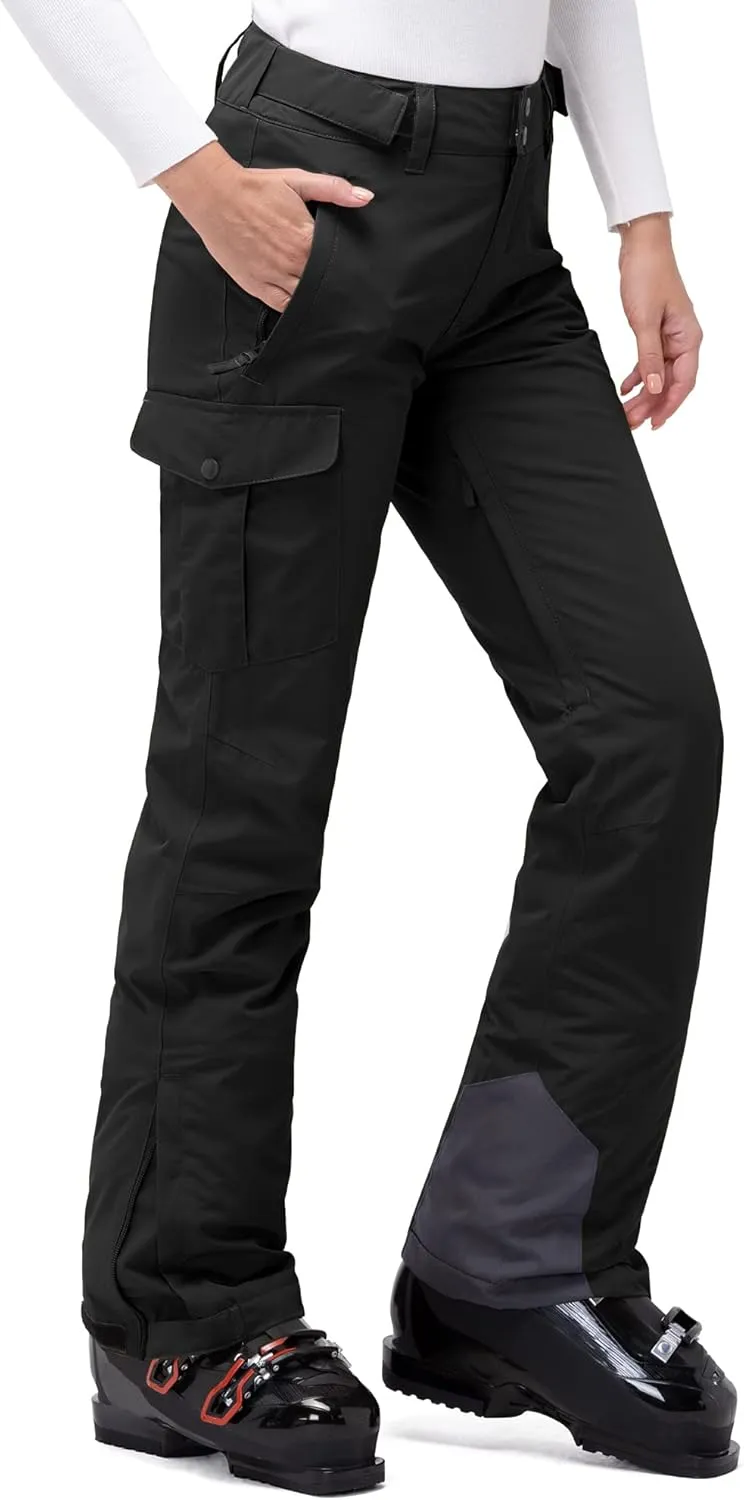 33,000ft Women's Insulated Snow Pants, Waterproof Snowboard Ski Pants with Boot Gaiters