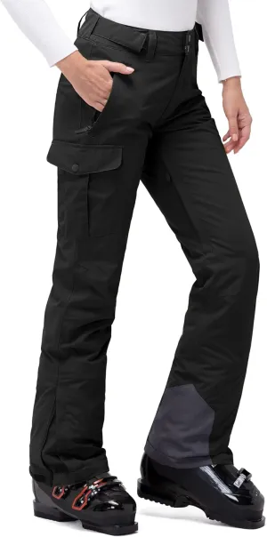 33,000ft Women's Insulated Snow Pants, Waterproof Snowboard Ski Pants with Boot Gaiters
