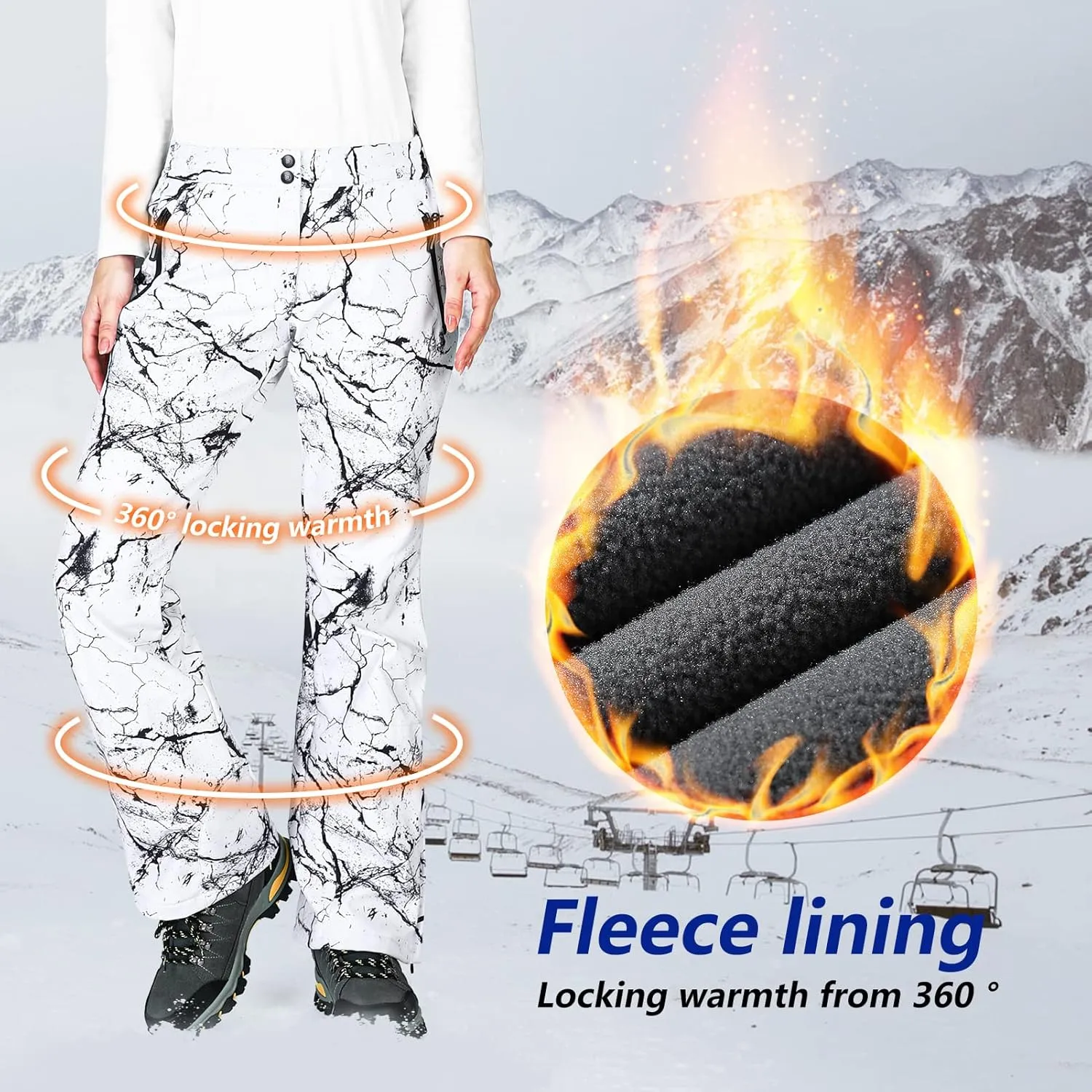 33,000ft Women's Softshell Snow Pants Waterproof Warm Ski Pants Insulated Ripstop Snowboard Winter Pants