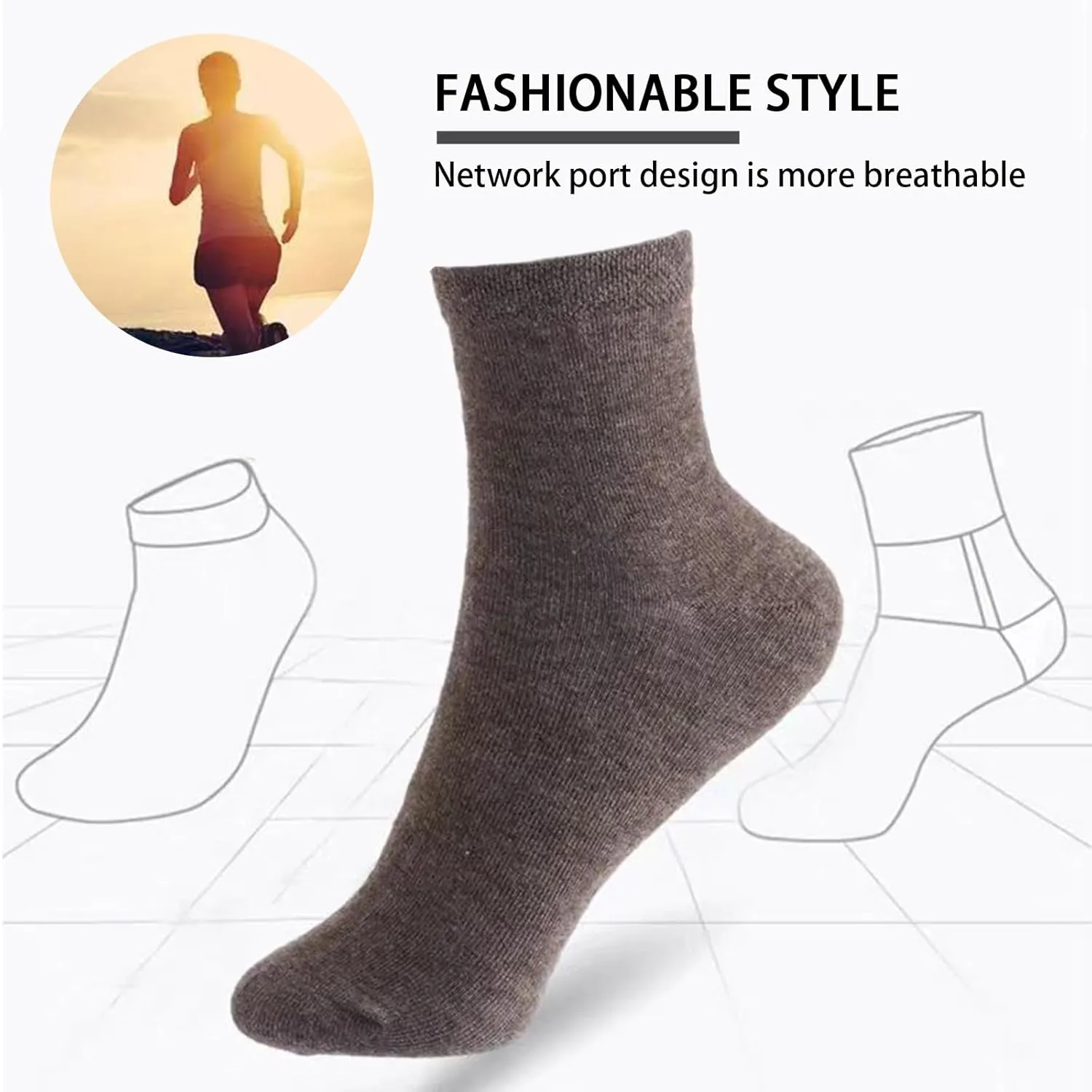 5 Pairs Cashmere Blend Socks - Solid Color, Lightweight, Soft, Warm & Comfortable