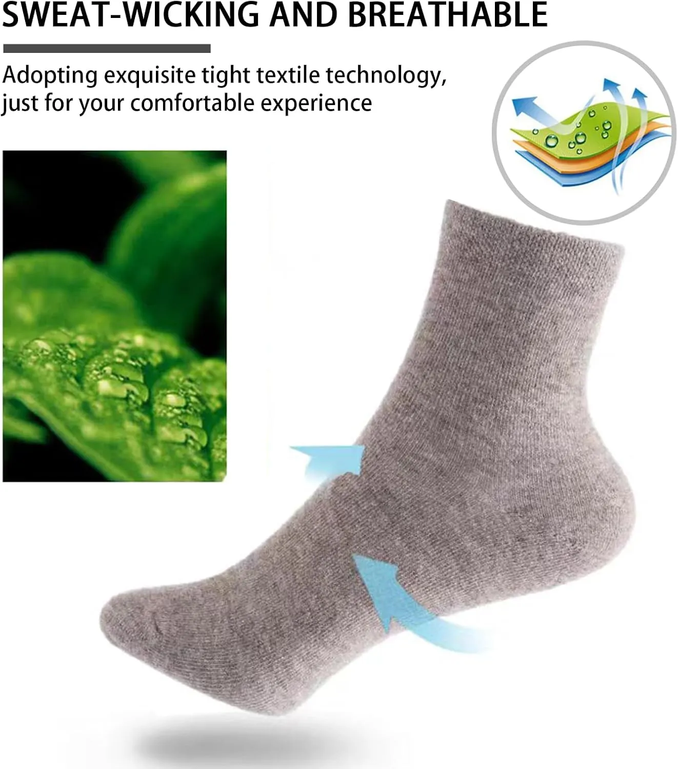 5 Pairs Cashmere Blend Socks - Solid Color, Lightweight, Soft, Warm & Comfortable