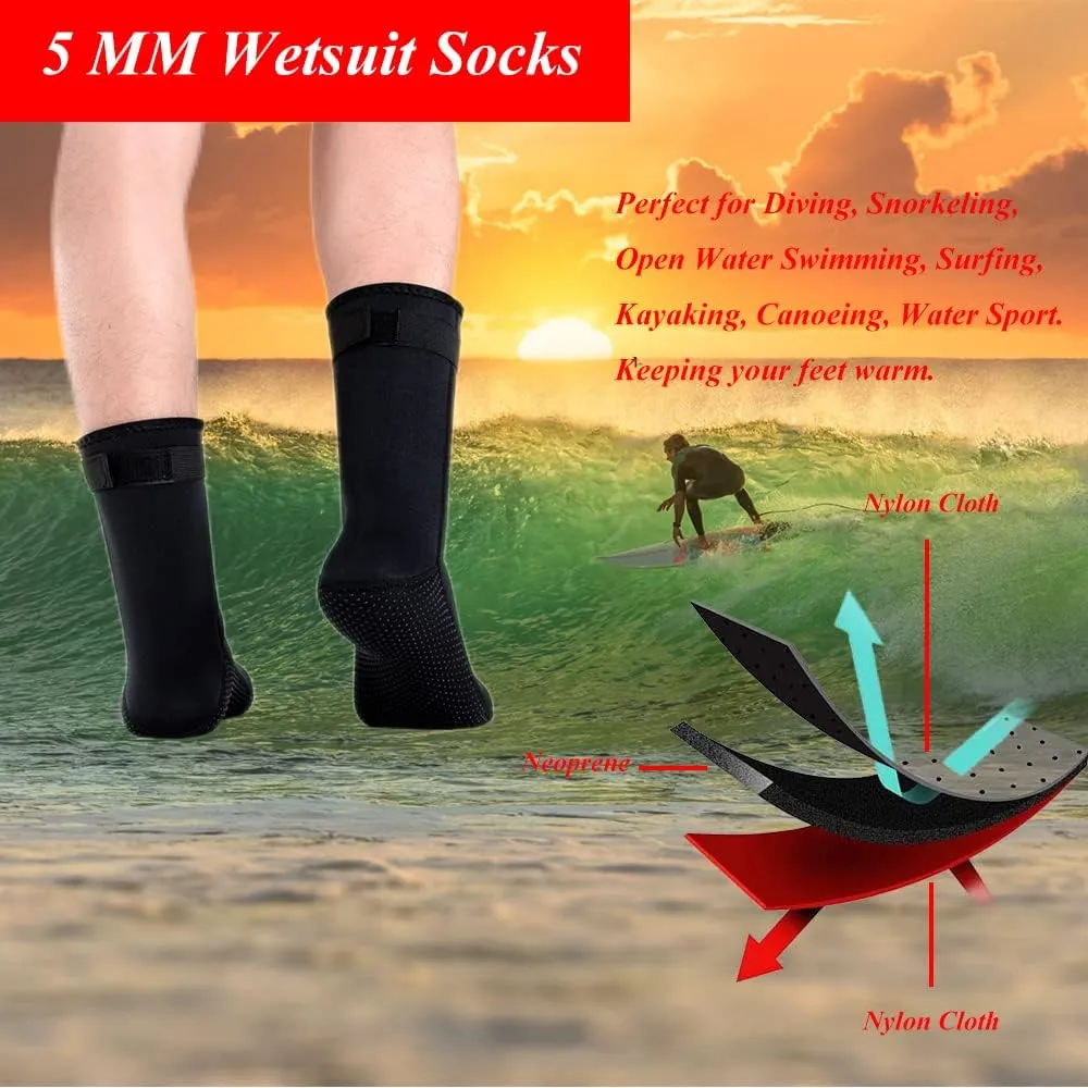 5mm Neoprene Wetsuit Socks Thermal Diving Socks Anti-slip Beach Boots for Women Men Swimming Snorkeling Surfing