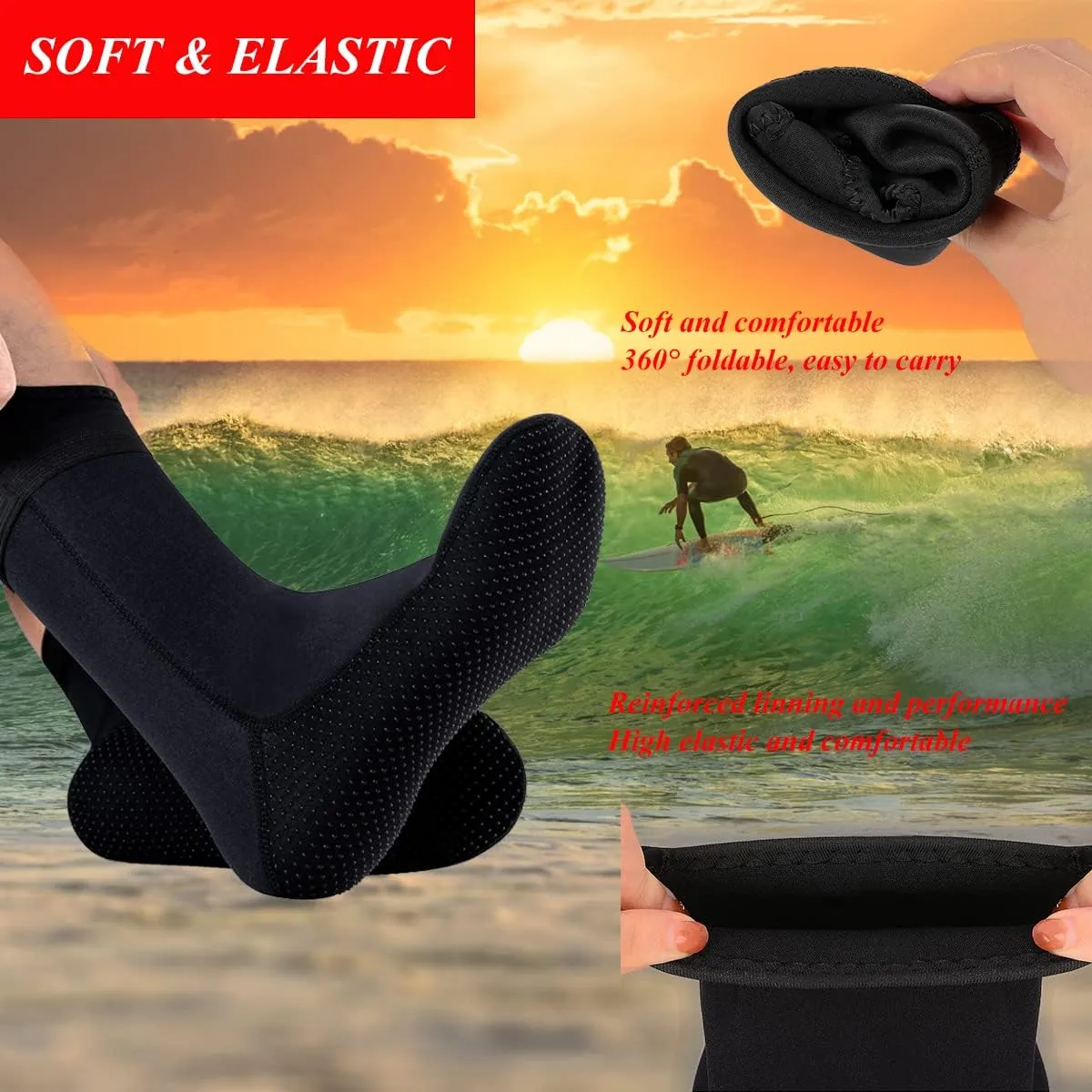 5mm Neoprene Wetsuit Socks Thermal Diving Socks Anti-slip Beach Boots for Women Men Swimming Snorkeling Surfing