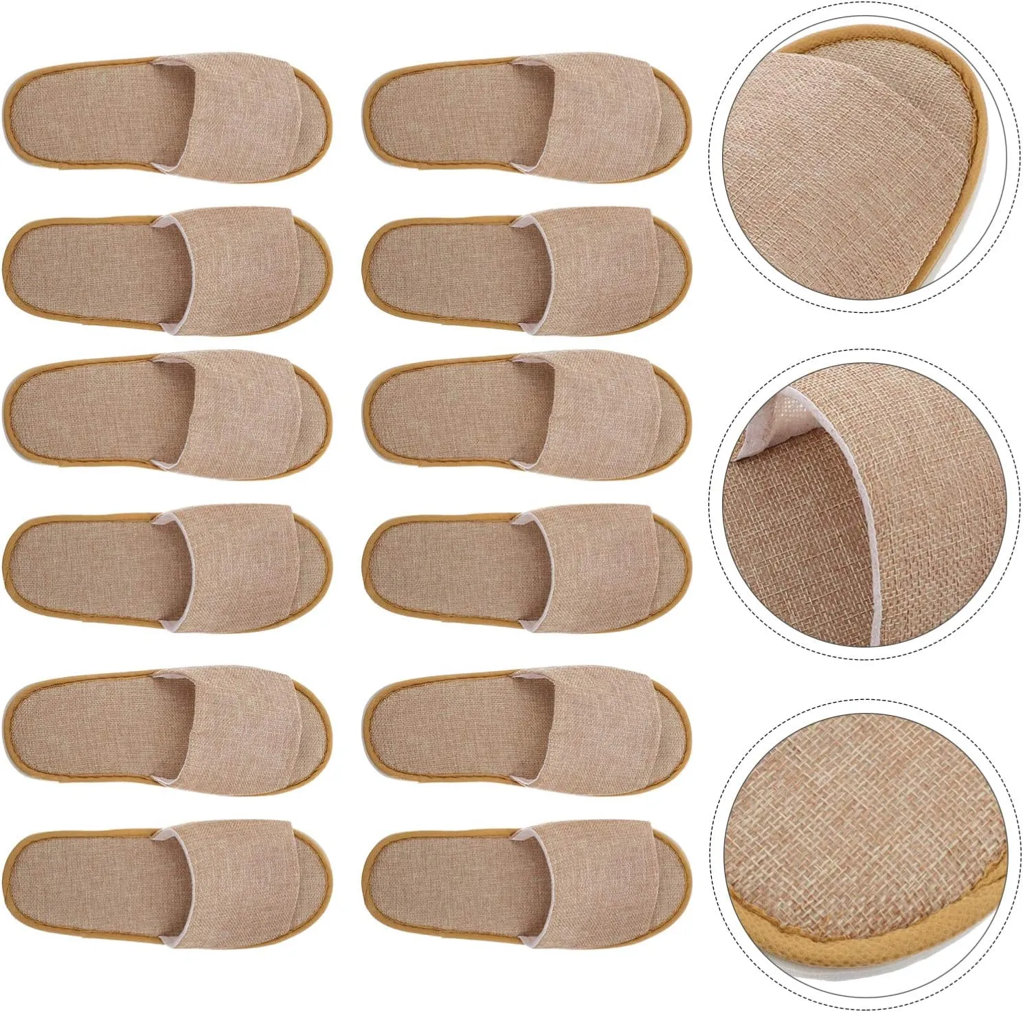 6 Pairs Nonslip Toe Sandals Bridal Unisex House Disposable Slippers for Used Women Shoes Portable Men Home Flip Cloth Throw Toes Linen Guests Non Open Spa Slip Nail Hotel and