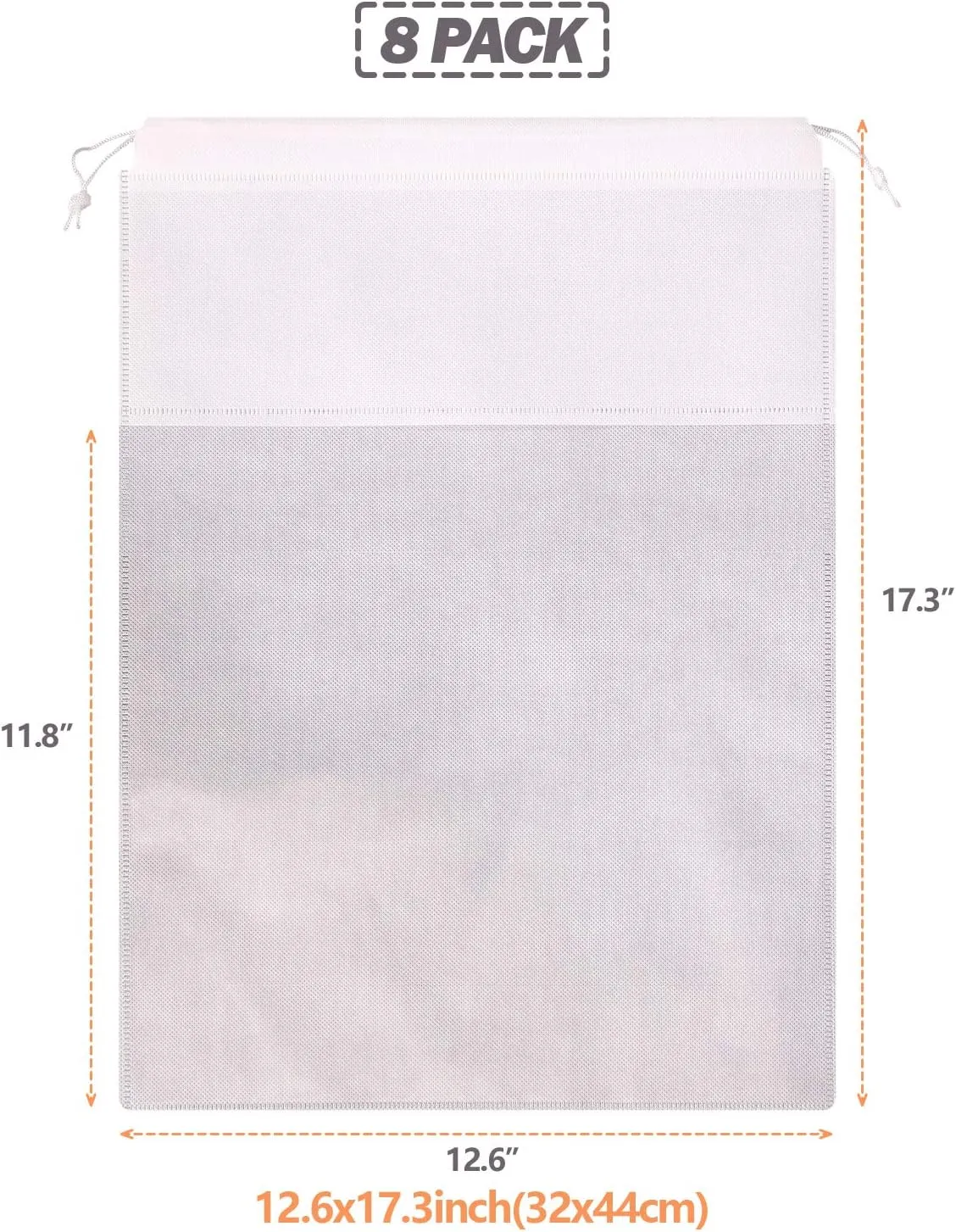 8 Pack Portable Shoe Bags for Travel Large Shoes Pouch Storage Organizer Clear Window with Drawstring for Men and Women White
