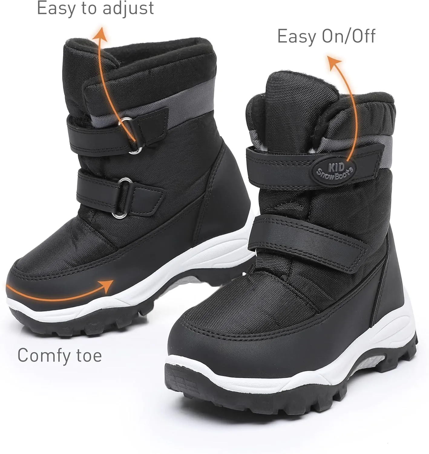 Ahannie Boys Girls Snow Boots Toddler Kids Winter Boots Water Resistant Hook Loop Cold Weather Shoes (Toddler/Little Kid)