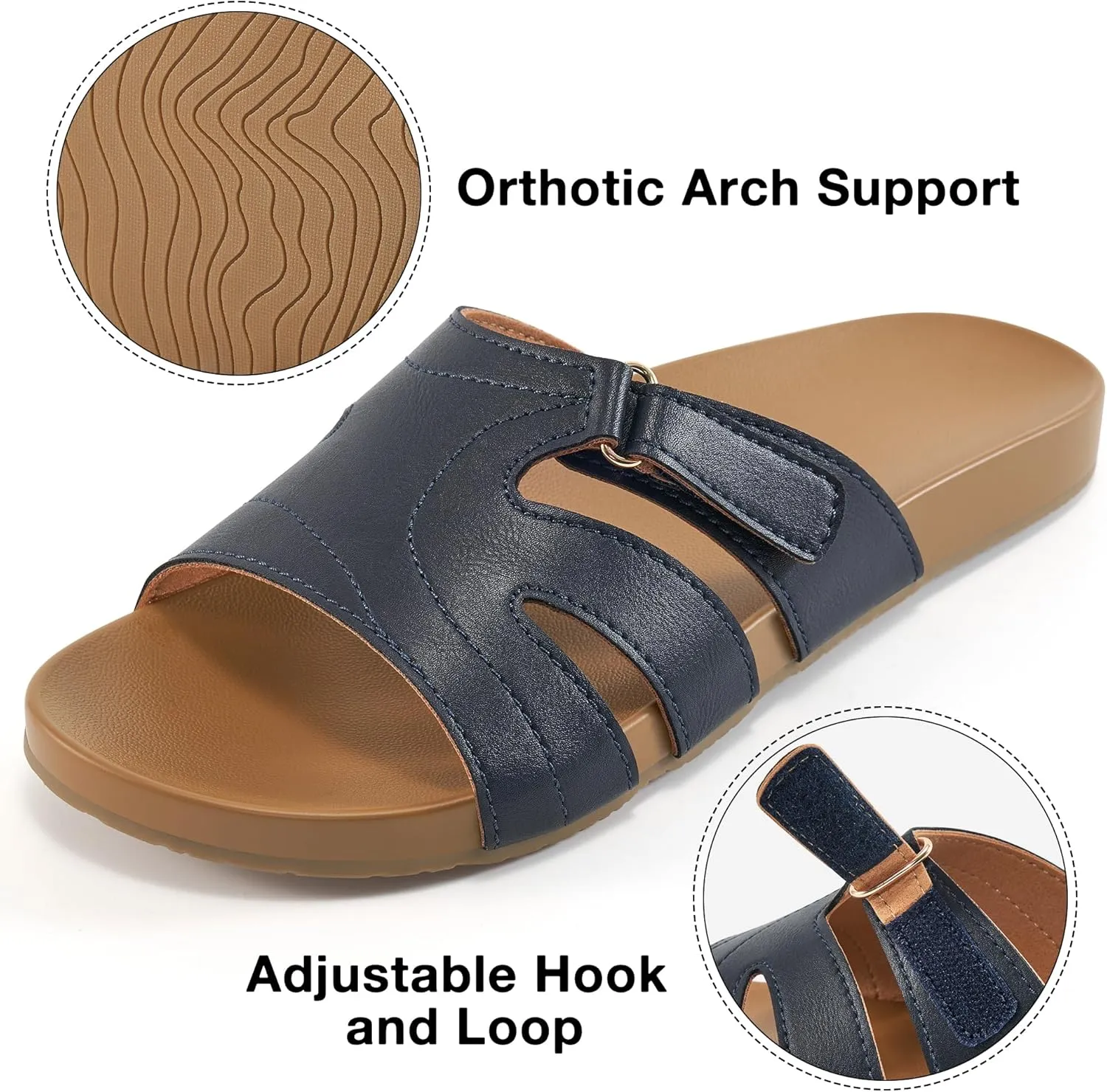 Alicegana Slides for Women orthopedic Sandals: Comfortable Summer Slip on Shoes Arch Support Walking Flat Slippers