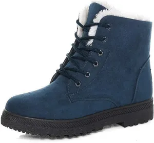 Alicegana Women Winter Boots Snow: Warm Cotton Fur Lined Winter Shoes Lace Up Comfortable Non Slip Ankle Platform Boots Outdoor