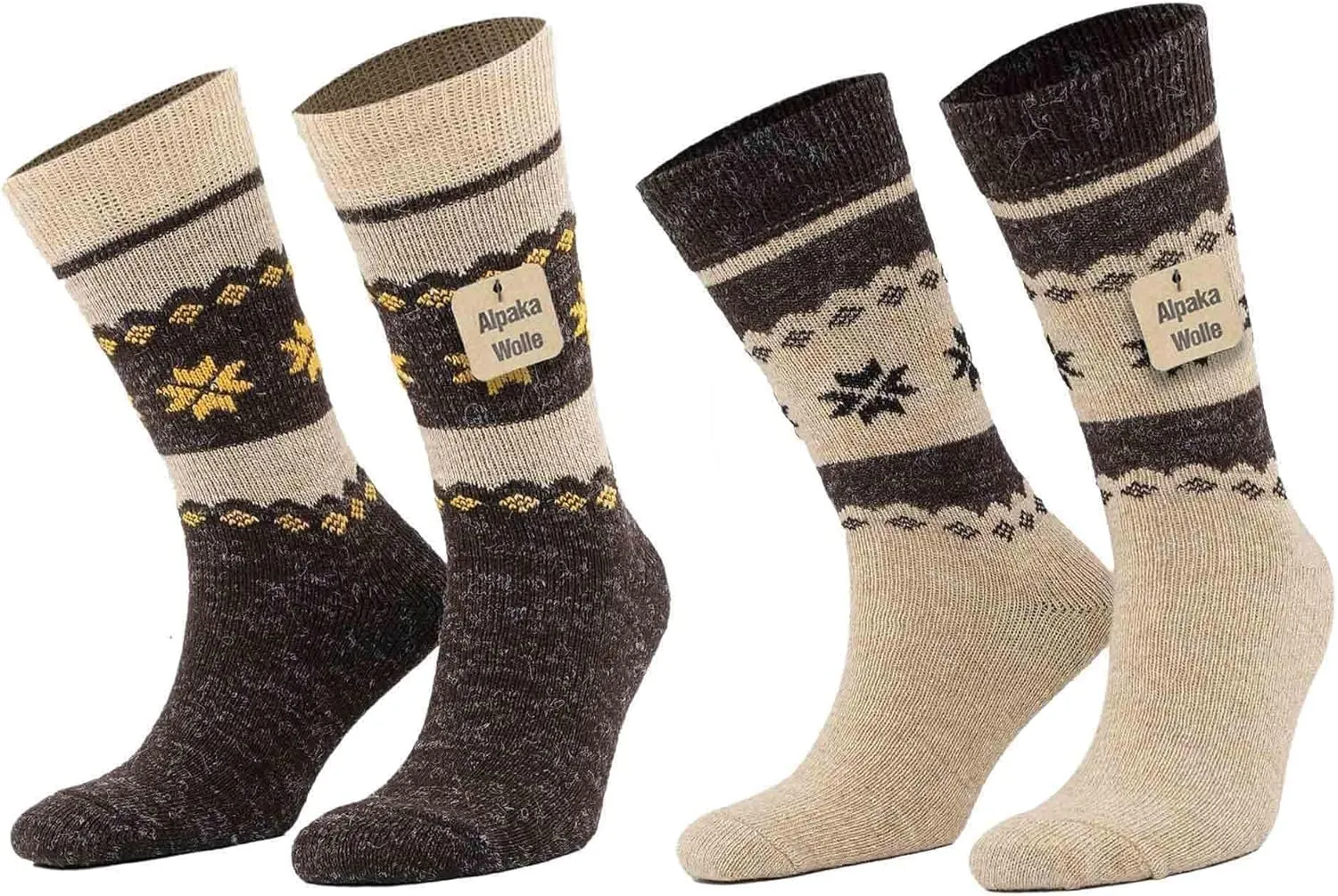 Alpaca Wool Socks, Winter Comfort and Warm for Men & Women Alpaca-Merino blend Boot Socks Thermal Cushioned - 2 Pairs