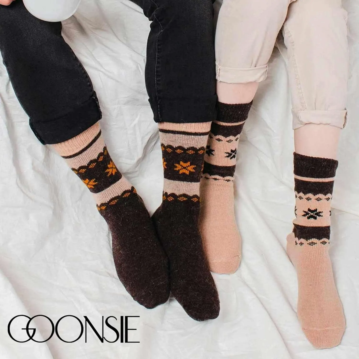 Alpaca Wool Socks, Winter Comfort and Warm for Men & Women Alpaca-Merino blend Boot Socks Thermal Cushioned - 2 Pairs