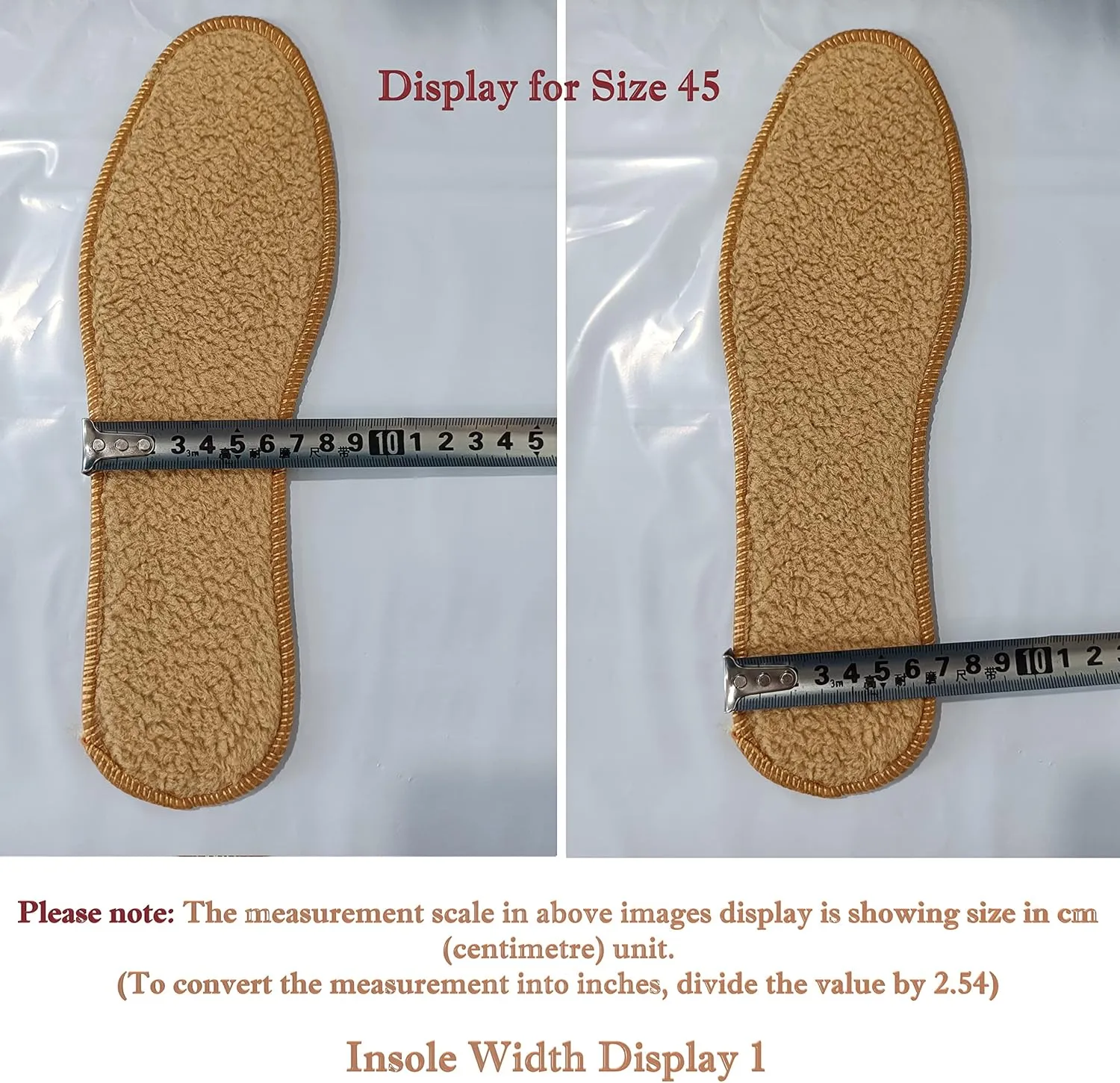 Alpaca Wool Warm Insole for Shoe Footwear 10 Pairs – Breathable and Sweat Absorbing Water Resistant Non-Slip Sheepskin Insoles for Snow Cold Winter Days (45)