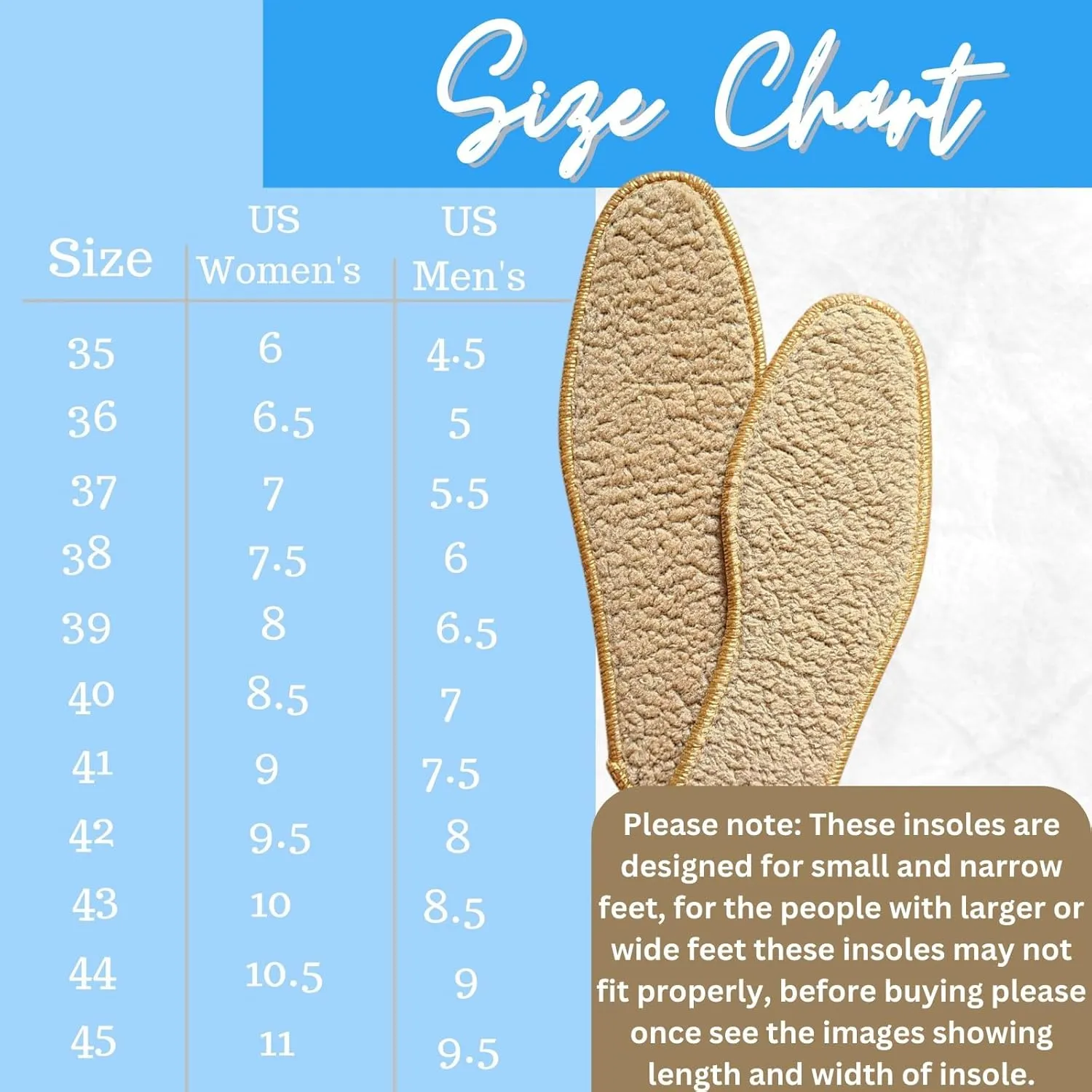 Alpaca Wool Warm Insole for Shoe Footwear 10 Pairs – Breathable and Sweat Absorbing Water Resistant Non-Slip Sheepskin Insoles for Snow Cold Winter Days (45)