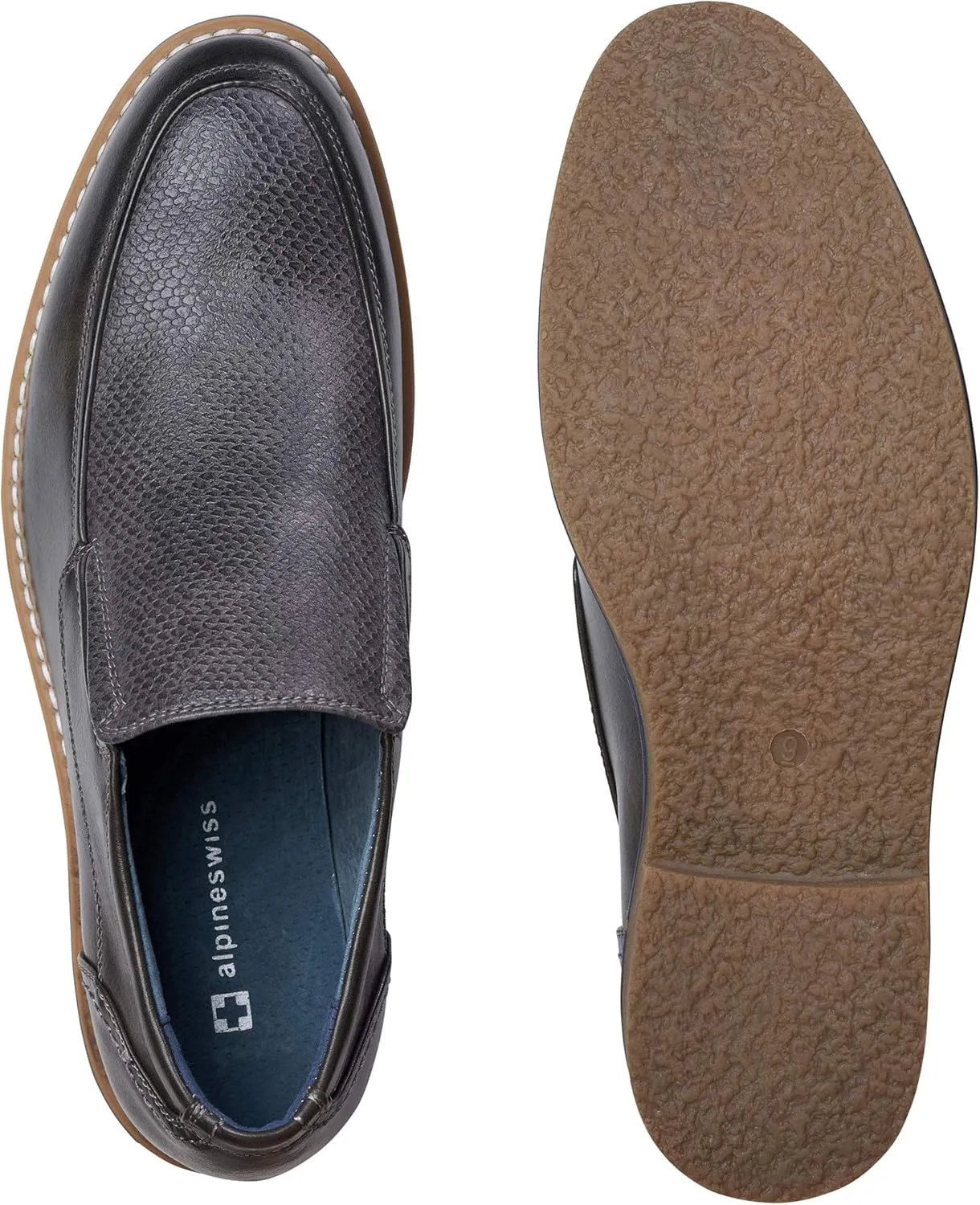 Alpine Swiss Carter Mens Slip On Loafers Snakeskin Dress Shoes