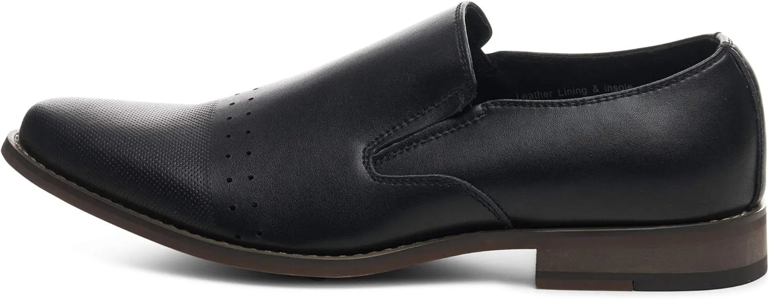 Alpine Swiss Double Diamond Mens Leather Slip-On Loafers Dress Shoes