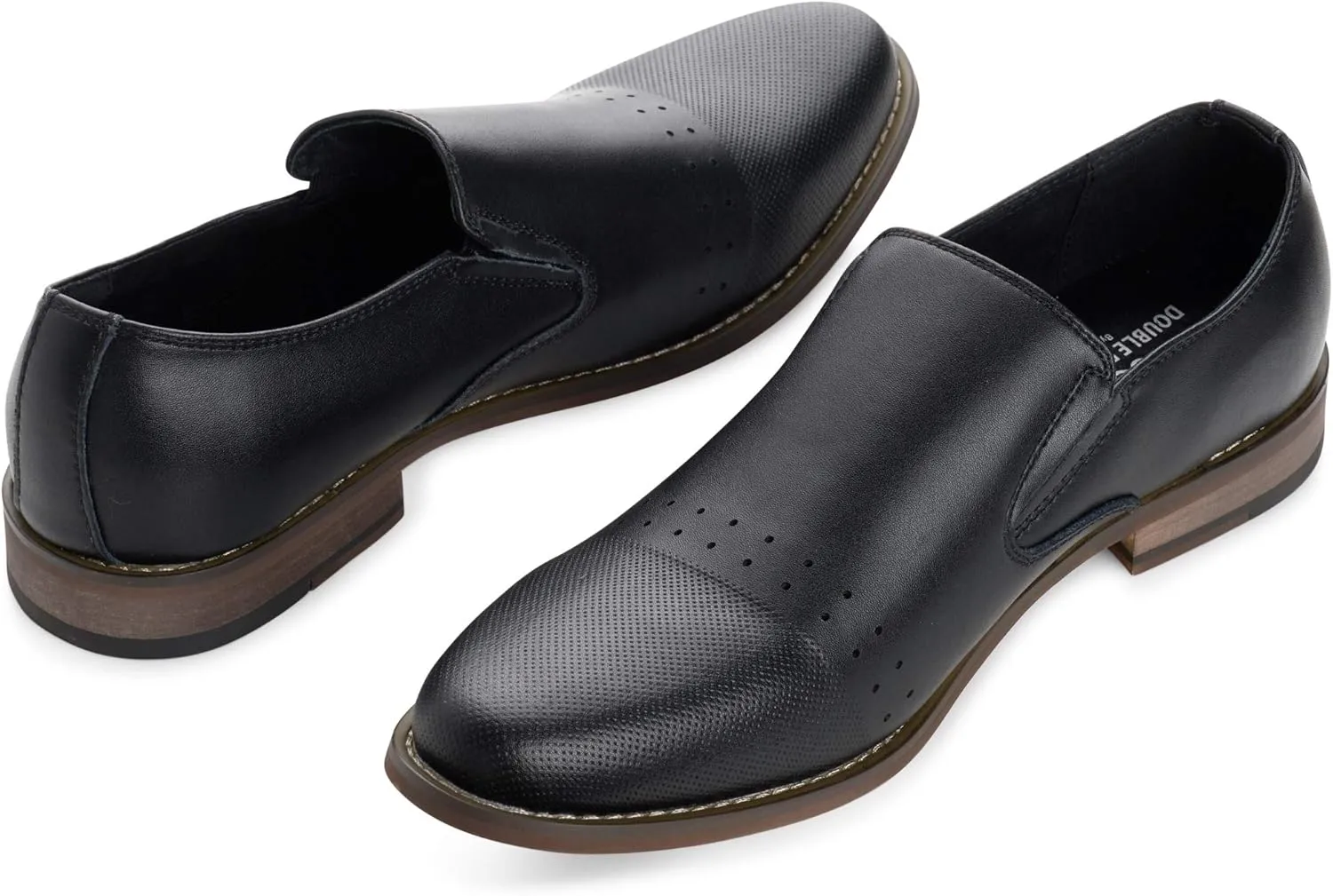 Alpine Swiss Double Diamond Mens Leather Slip-On Loafers Dress Shoes