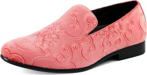 Amali King - Men's Slippers - Mens Loafers - Designer Shoes for Men - Tuxedo Shoes - Velvet Loafers Men - Embossed Paisley Pattern, Satin Band and Trim
