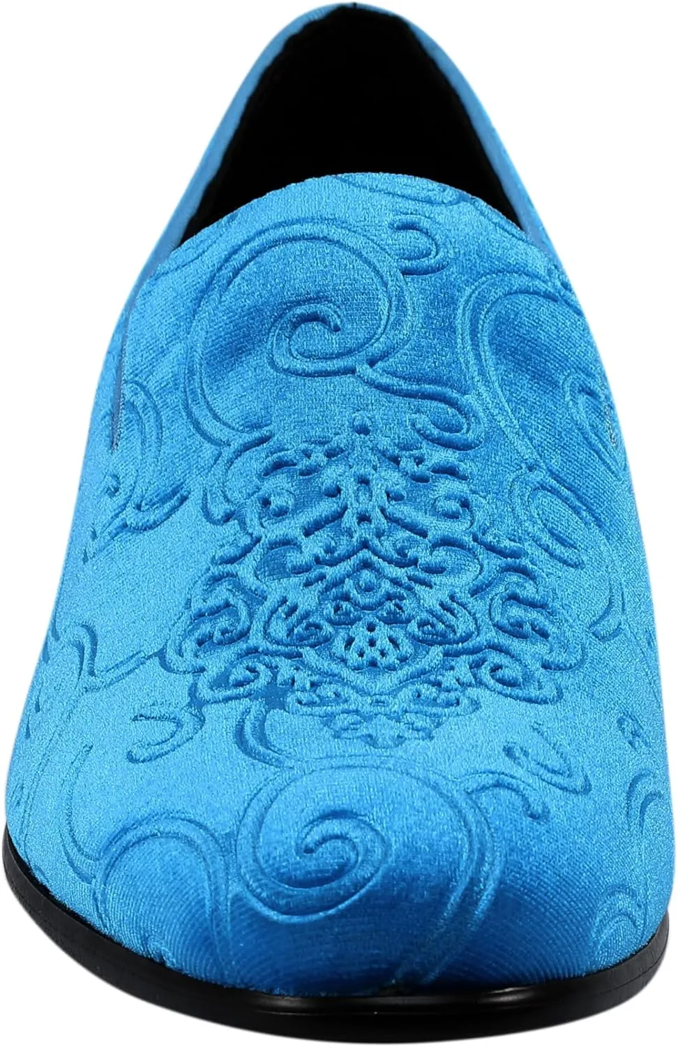 Amali King - Men's Slippers - Mens Loafers - Designer Shoes for Men - Tuxedo Shoes - Velvet Loafers Men - Embossed Paisley Pattern, Satin Band and Trim