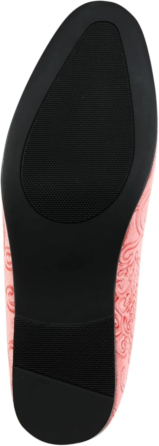 Amali King - Men's Slippers - Mens Loafers - Designer Shoes for Men - Tuxedo Shoes - Velvet Loafers Men - Embossed Paisley Pattern, Satin Band and Trim