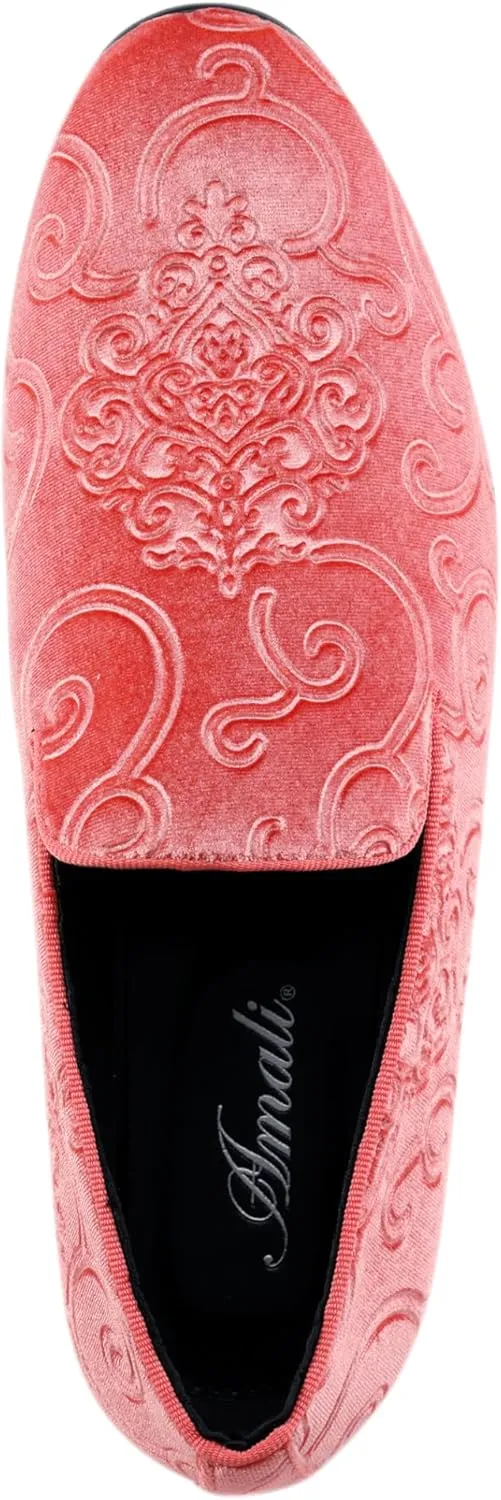 Amali King - Men's Slippers - Mens Loafers - Designer Shoes for Men - Tuxedo Shoes - Velvet Loafers Men - Embossed Paisley Pattern, Satin Band and Trim