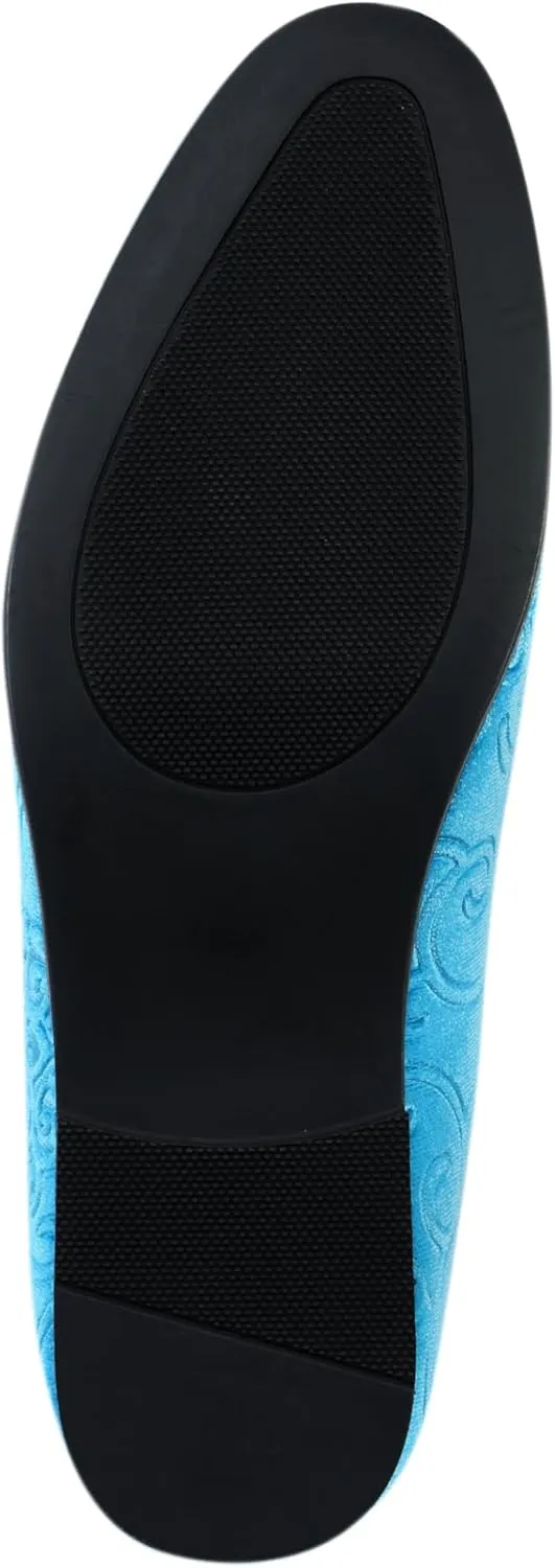 Amali King - Men's Slippers - Mens Loafers - Designer Shoes for Men - Tuxedo Shoes - Velvet Loafers Men - Embossed Paisley Pattern, Satin Band and Trim
