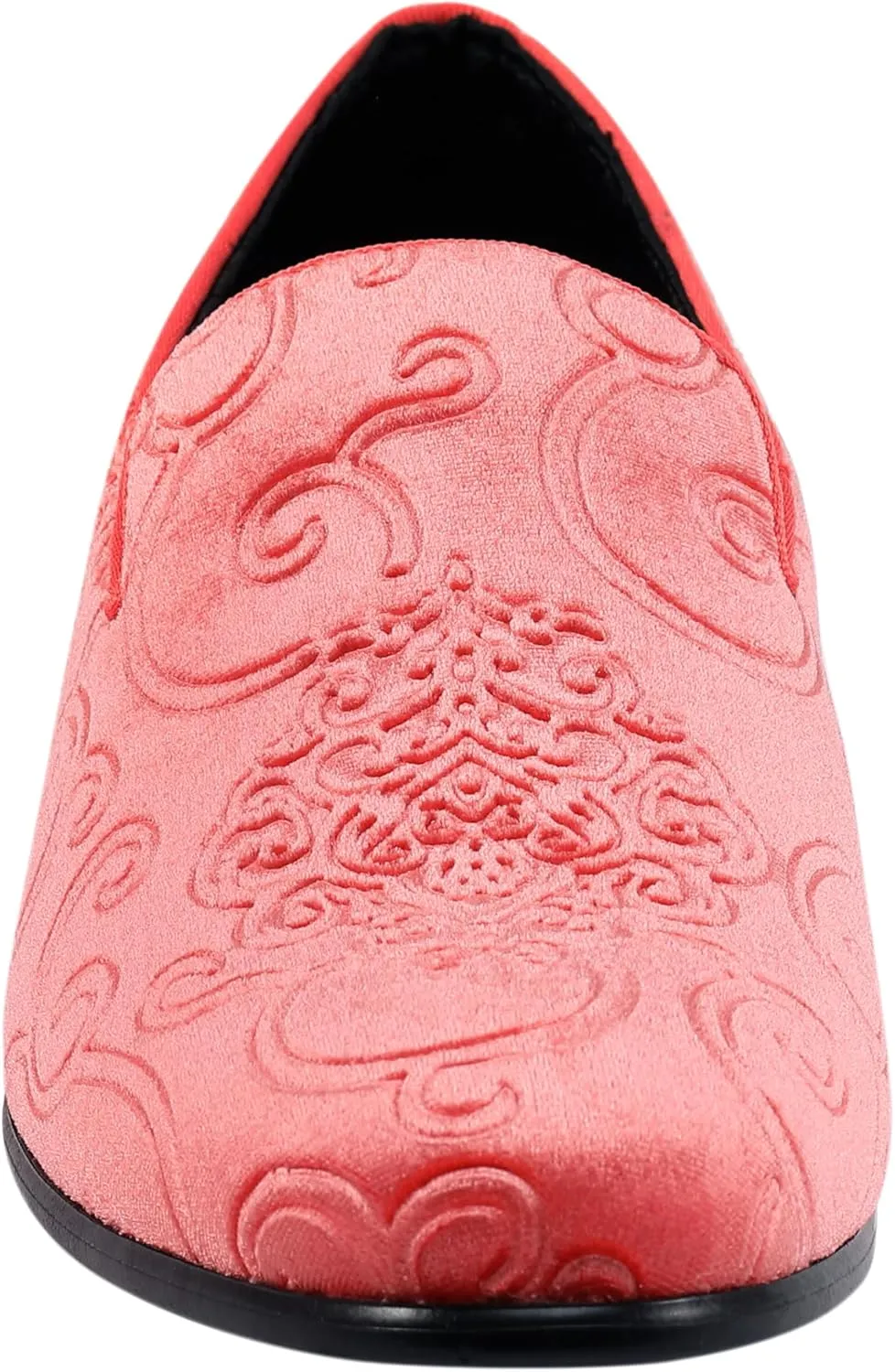 Amali King - Men's Slippers - Mens Loafers - Designer Shoes for Men - Tuxedo Shoes - Velvet Loafers Men - Embossed Paisley Pattern, Satin Band and Trim