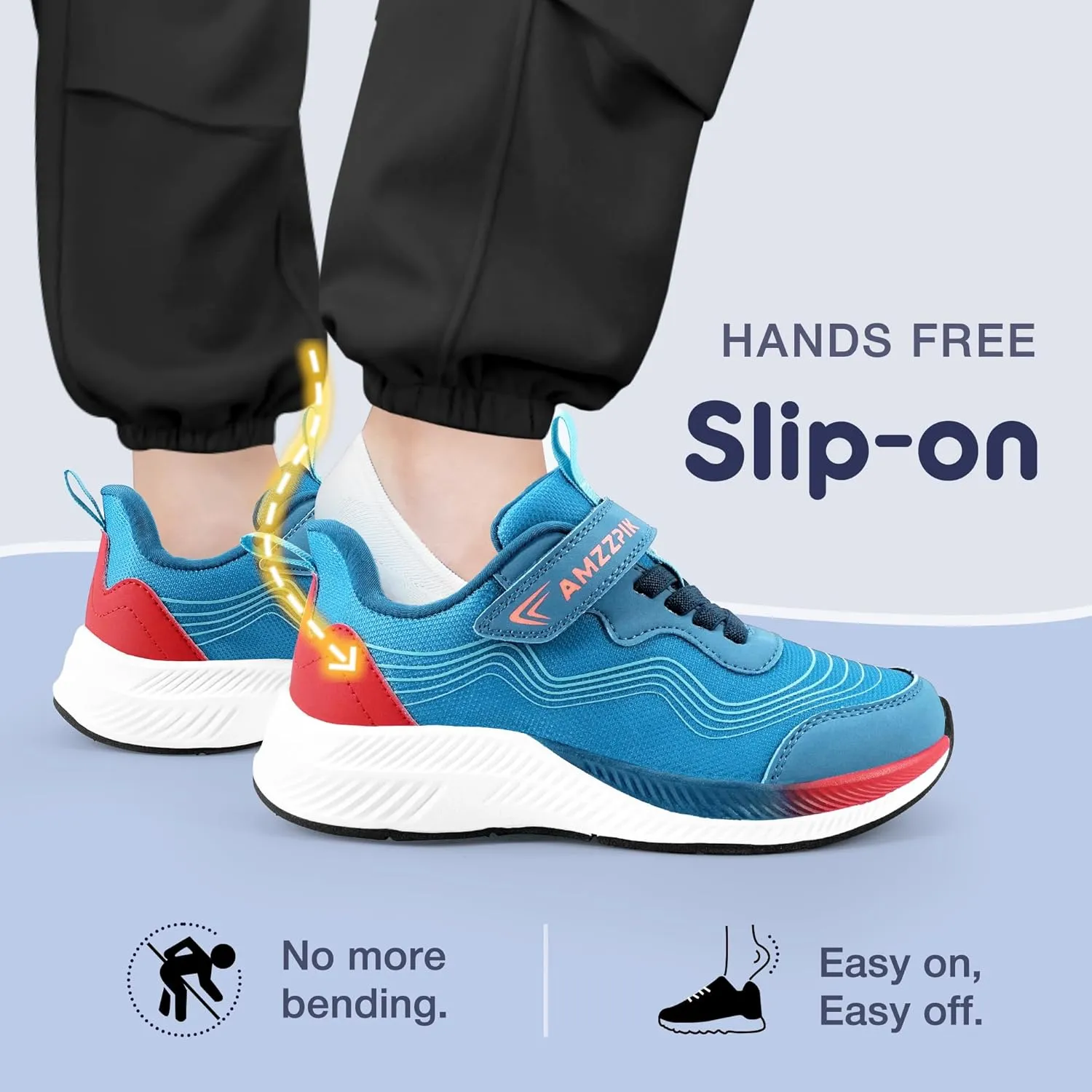 AMZZPIK Boys Girls Tennis Shoes Kids Slip On Sneakers Lightweight Running Walking Sports Shoe for Little Kid/Big Kid