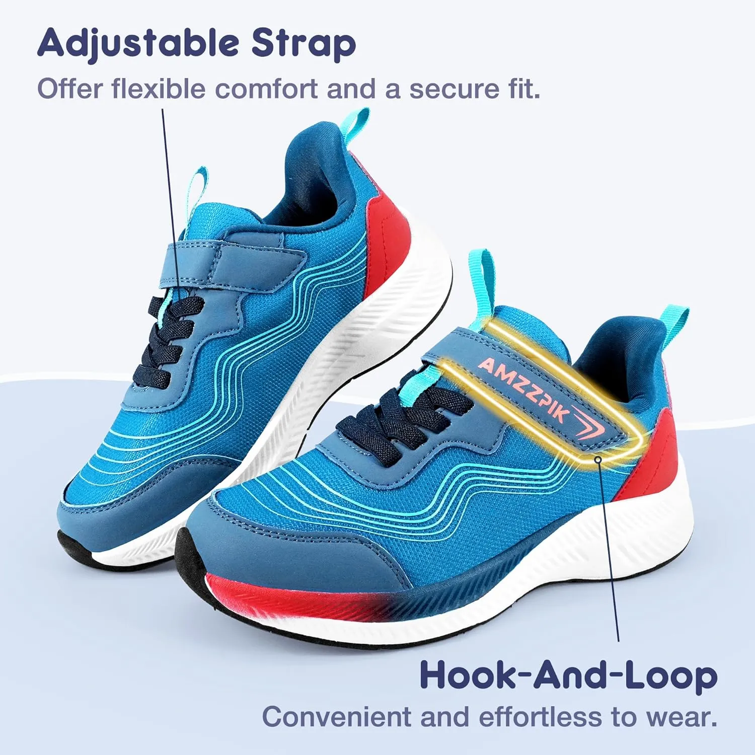 AMZZPIK Boys Girls Tennis Shoes Kids Slip On Sneakers Lightweight Running Walking Sports Shoe for Little Kid/Big Kid