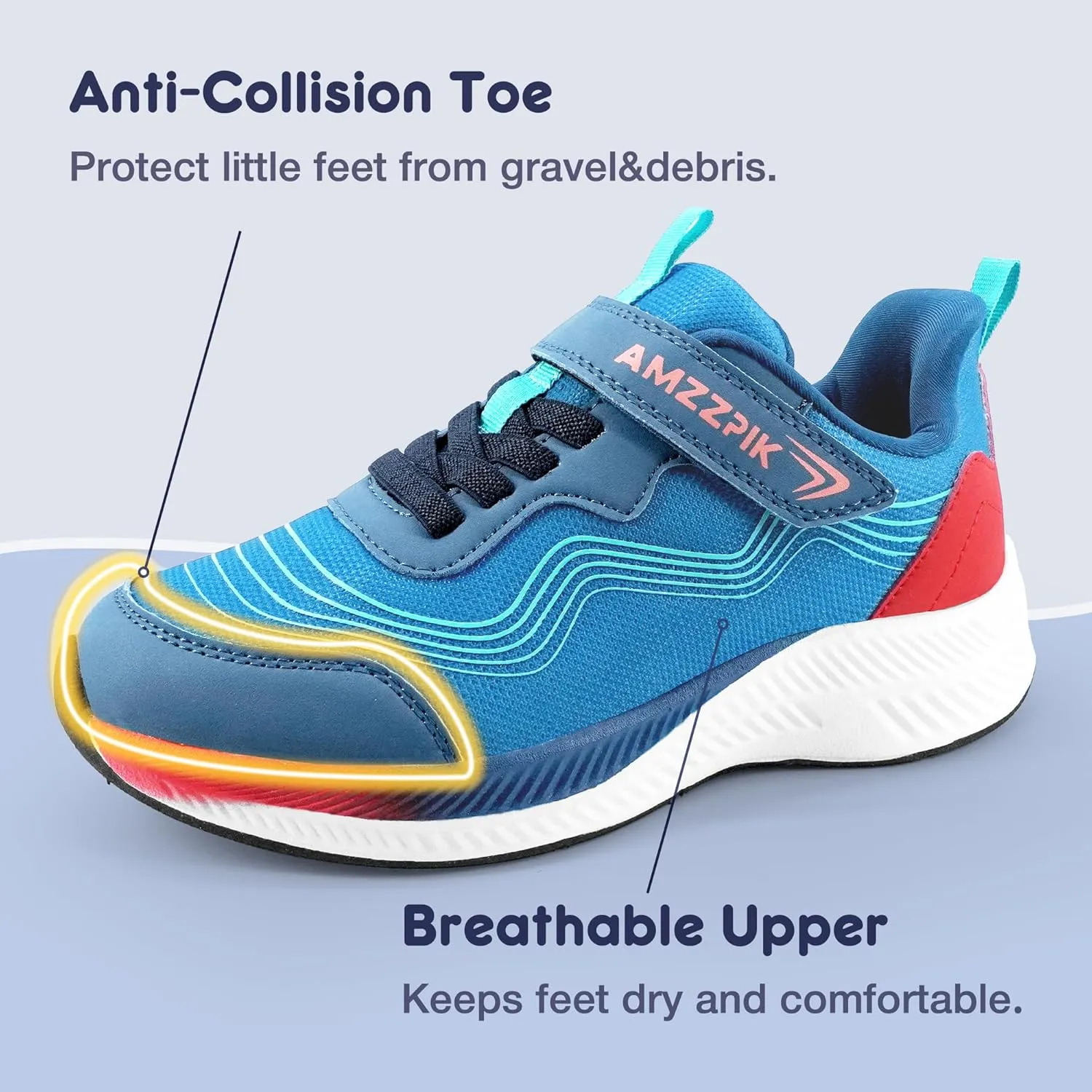 AMZZPIK Boys Girls Tennis Shoes Kids Slip On Sneakers Lightweight Running Walking Sports Shoe for Little Kid/Big Kid