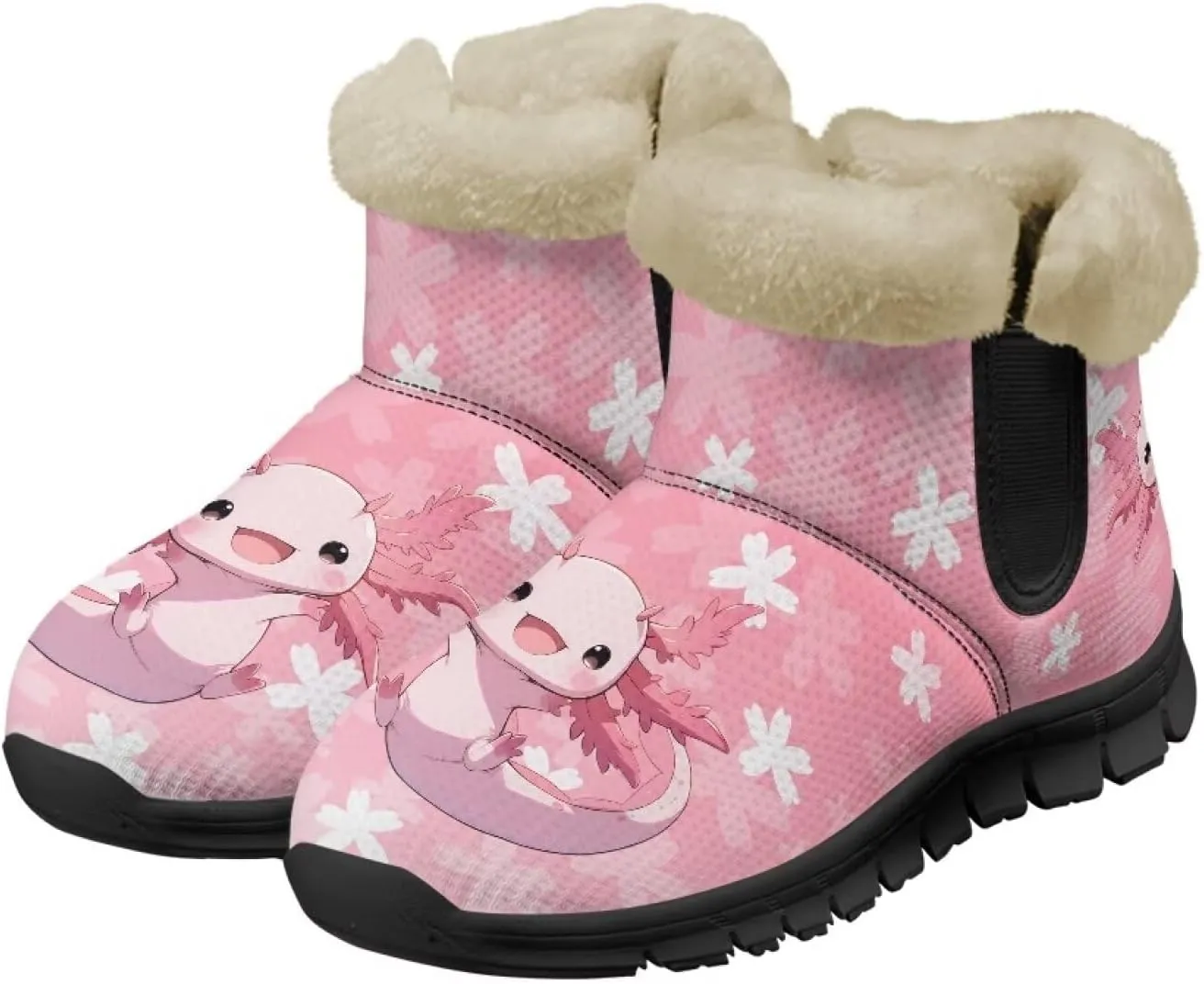 Ankle Boots for Women Waterproof Anti-Slip Warm Fur Lined Winter Fuzzy Boot Outdoor Comfortable Insulated Slip On Booties Shoes for Hiking Walking