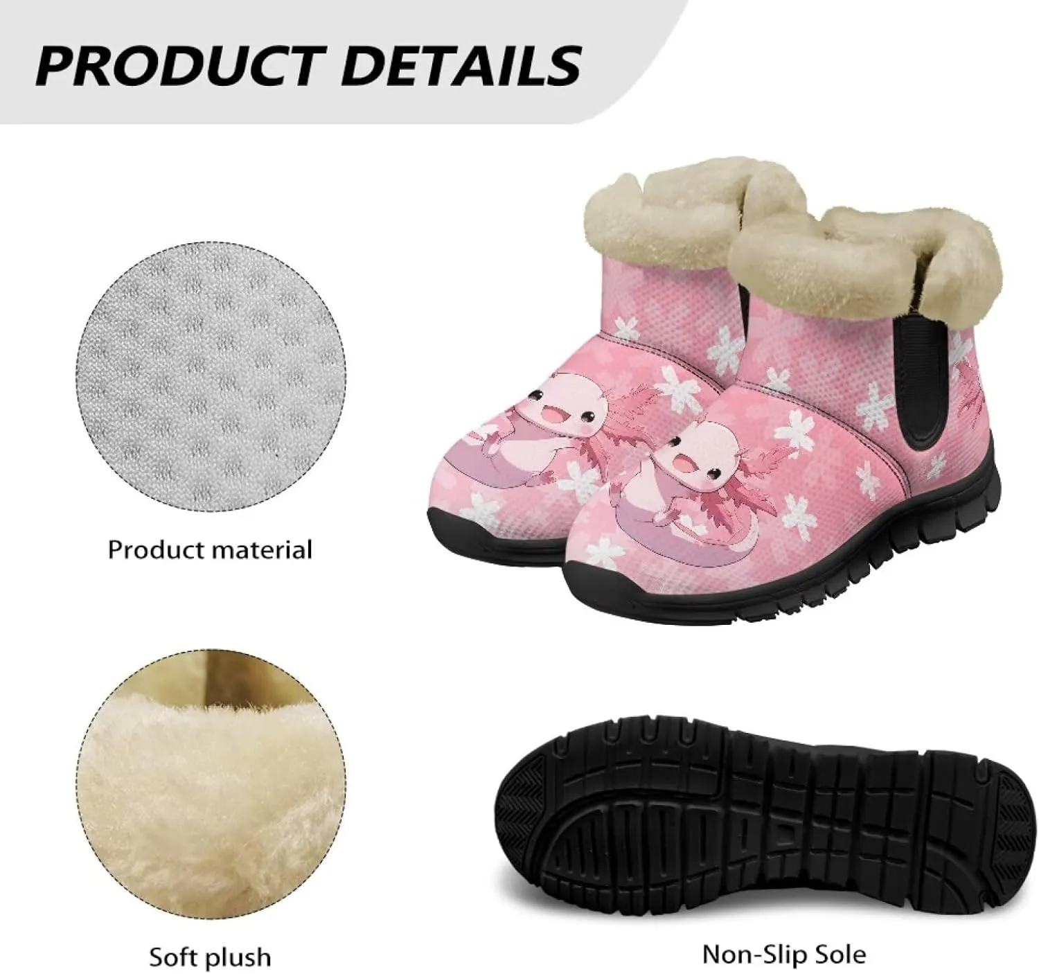Ankle Boots for Women Waterproof Anti-Slip Warm Fur Lined Winter Fuzzy Boot Outdoor Comfortable Insulated Slip On Booties Shoes for Hiking Walking