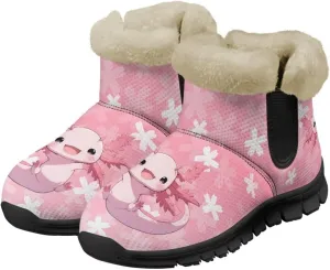 Ankle Boots for Women Waterproof Anti-Slip Warm Fur Lined Winter Fuzzy Boot Outdoor Comfortable Insulated Slip On Booties Shoes for Hiking Walking