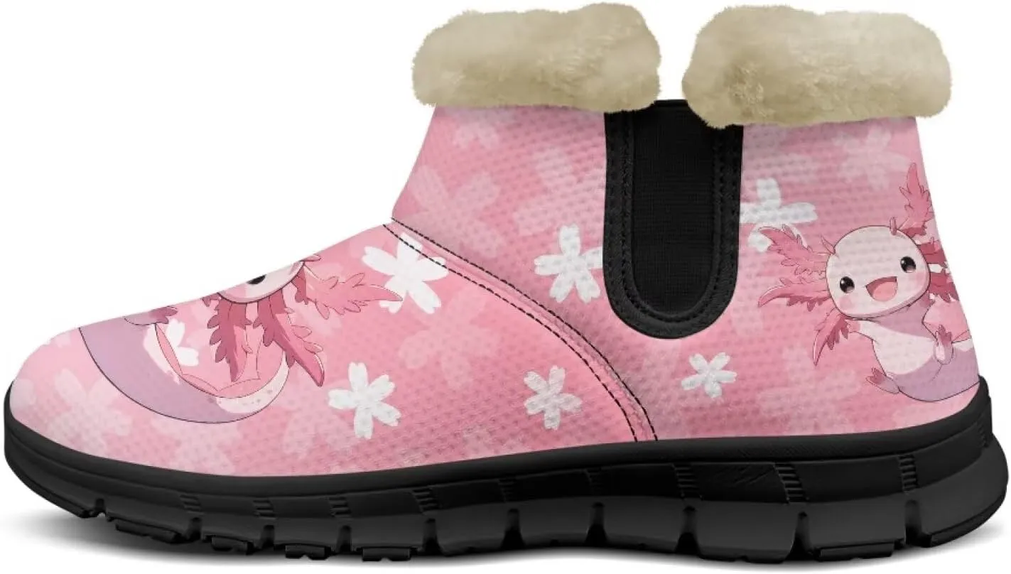 Ankle Boots for Women Waterproof Anti-Slip Warm Fur Lined Winter Fuzzy Boot Outdoor Comfortable Insulated Slip On Booties Shoes for Hiking Walking