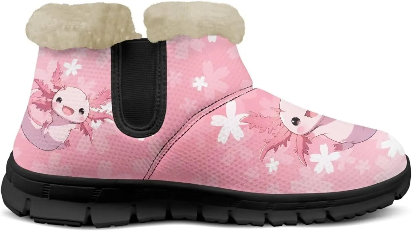 Ankle Boots for Women Waterproof Anti-Slip Warm Fur Lined Winter Fuzzy Boot Outdoor Comfortable Insulated Slip On Booties Shoes for Hiking Walking