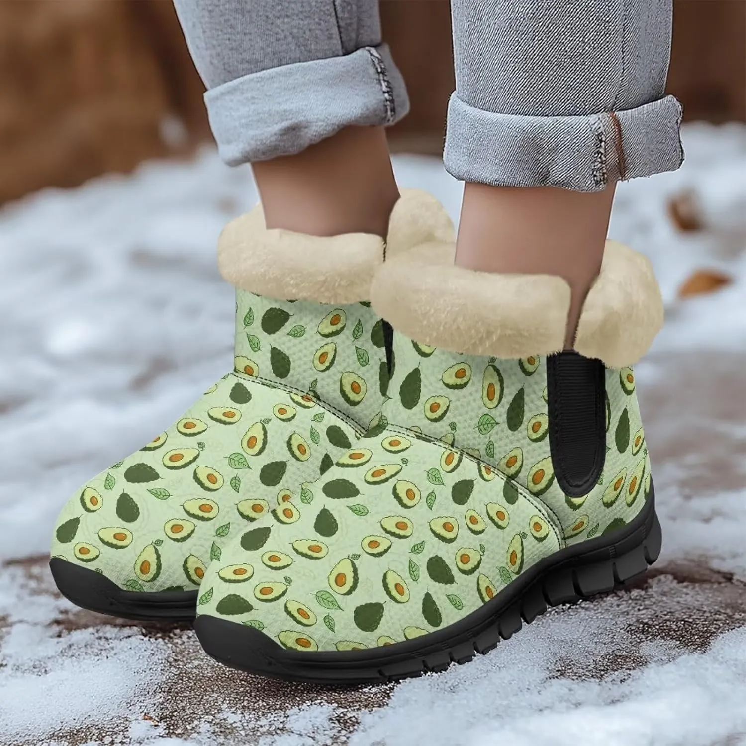 Ankle Boots for Women Waterproof Anti-Slip Winter Warm Fur Lined Snow Boot Outdoor Insulated Slip On Booties Shoes for Hiking Work
