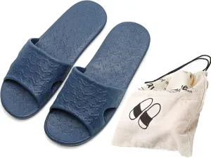 Anmerl Travel Slippers for Women and Men, Portable Foldable Slippers with Cotton Storage Bag, Soft Comfy Non-Slip Quick Dry House Bathroom Shower Shoes Spa Gym Swimming Beach Sandals