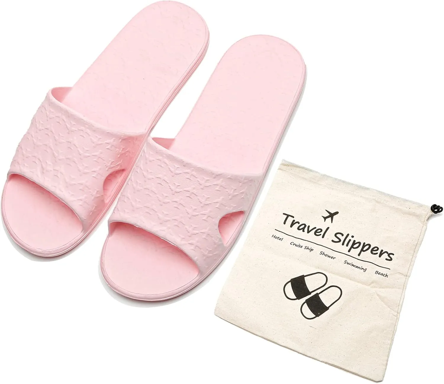 Anmerl Travel Slippers for Women and Men, Portable Foldable Slippers with Cotton Storage Bag, Soft Comfy Non-Slip Quick Dry House Bathroom Shower Shoes Spa Gym Swimming Beach Sandals