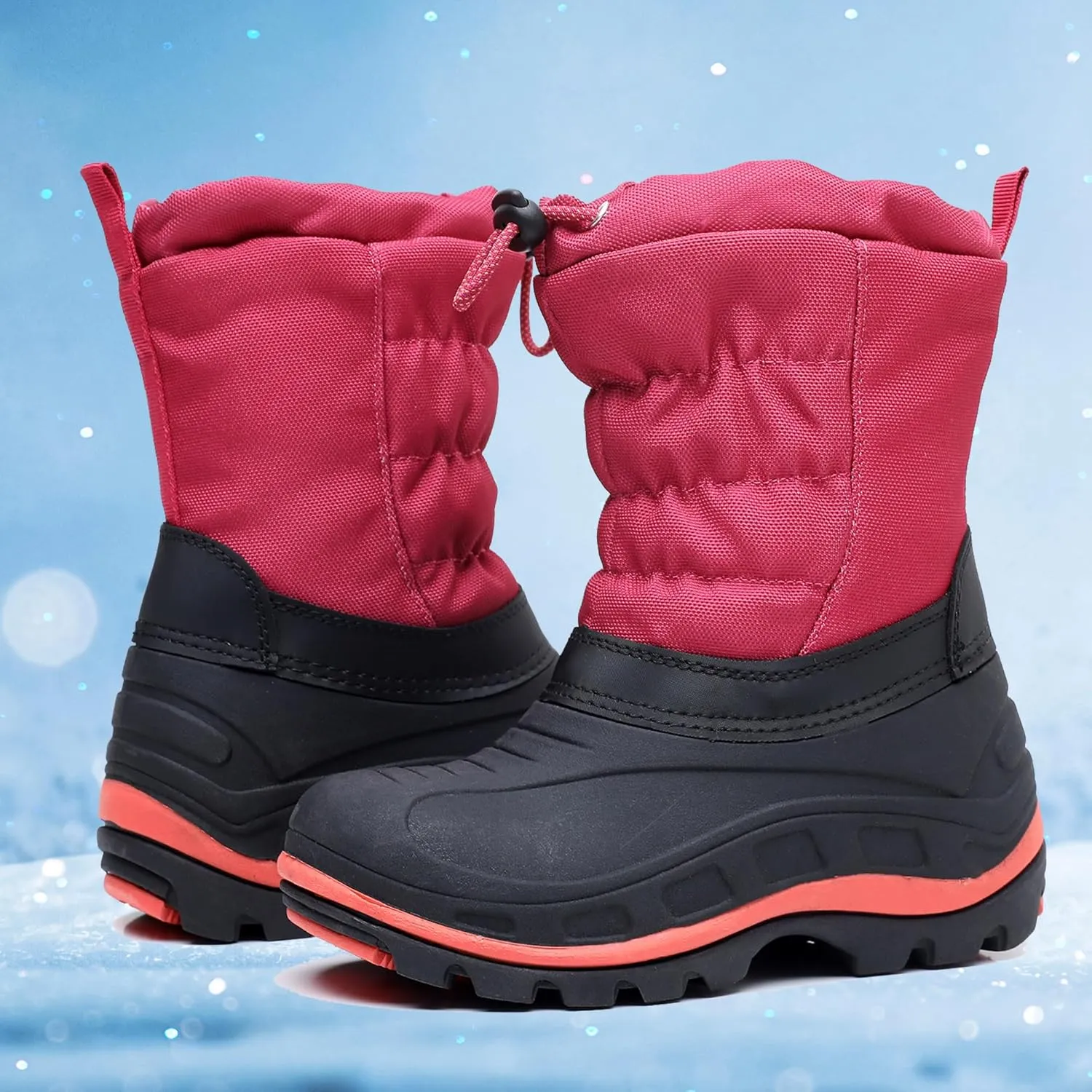Apakowa Boys Girls Snow Boots Outdoor Slip Resistant Insulated Waterproof Winter Snow Boots (Toddler/Little Kid/Big Kid)