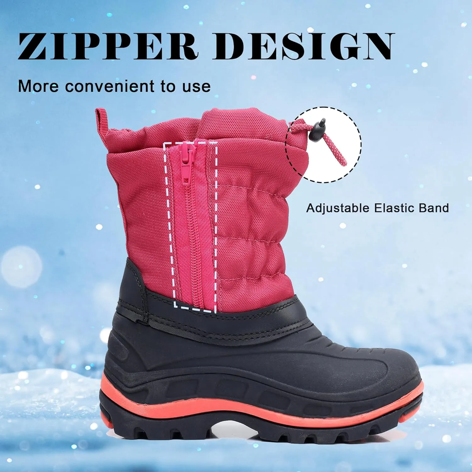 Apakowa Boys Girls Snow Boots Outdoor Slip Resistant Insulated Waterproof Winter Snow Boots (Toddler/Little Kid/Big Kid)
