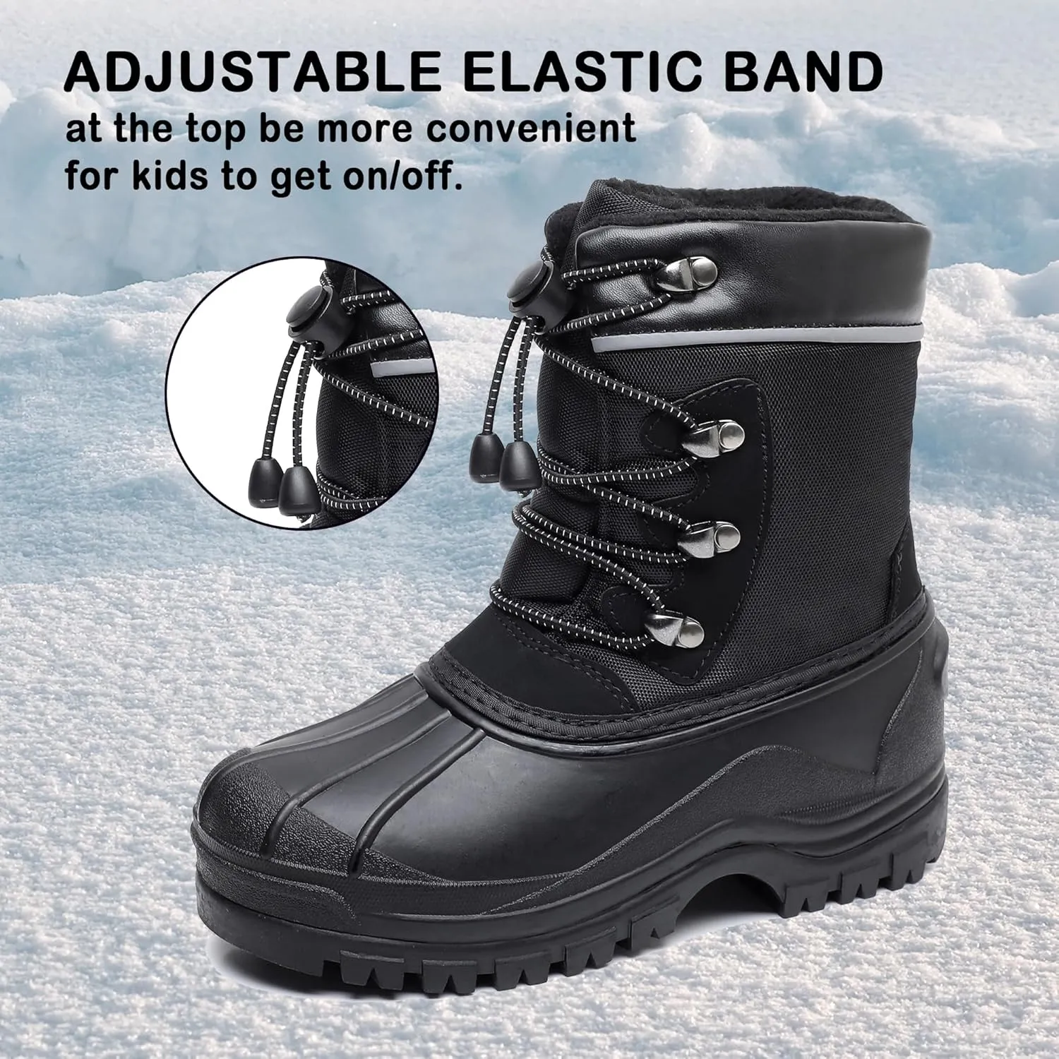 Apakowa Kids Boys Girls Winter Snow Boots Waterproof Outdoor Insulated Snow Boots (Little Kid/Big Kid)