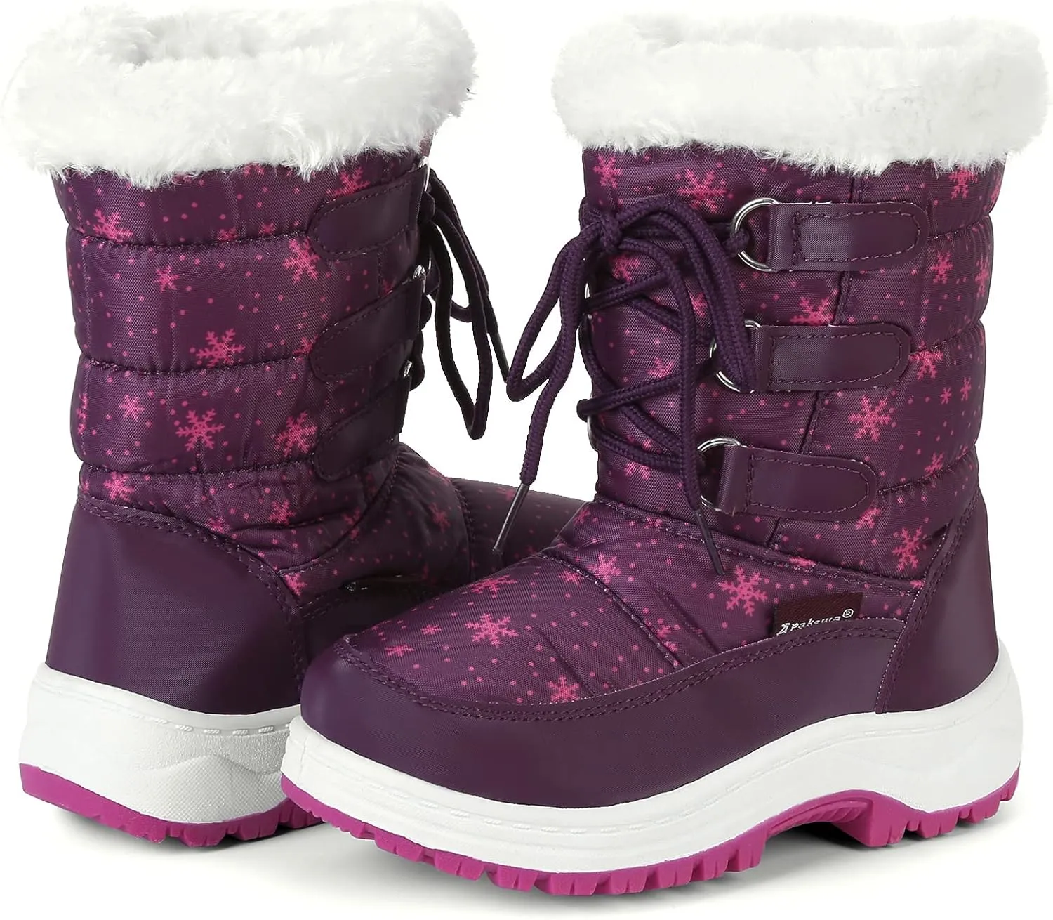 Apakowa Kids Girls Insulated Fur Winter Warm Snow Boots (Toddler/Little Kid)