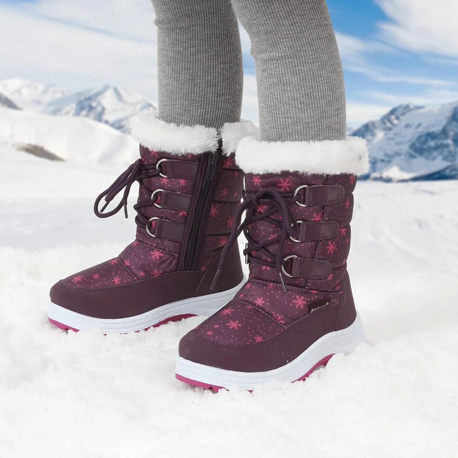 Apakowa Kids Girls Insulated Fur Winter Warm Snow Boots (Toddler/Little Kid)