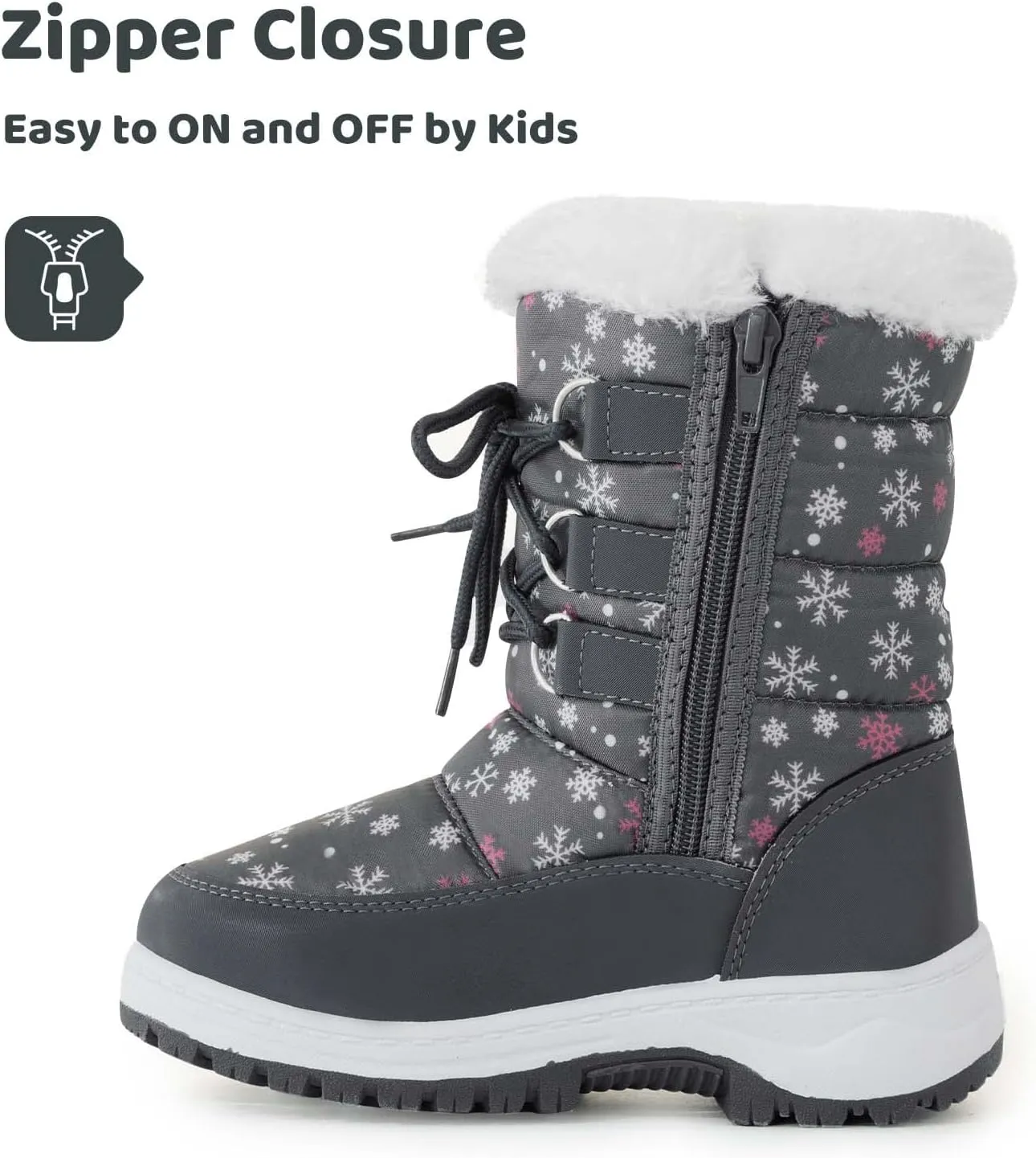 Apakowa Kids Girls Insulated Fur Winter Warm Snow Boots (Toddler/Little Kid)