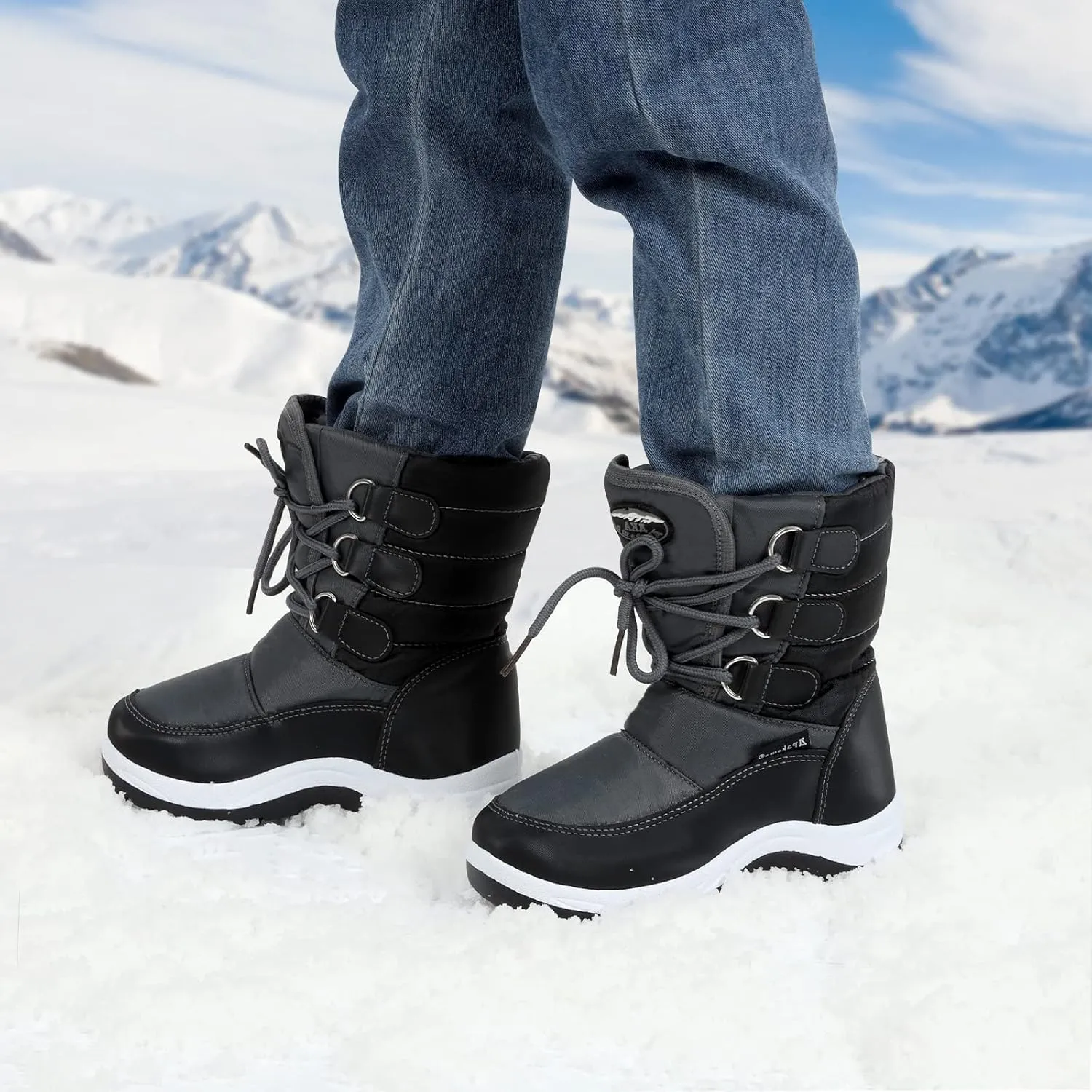 Apakowa Kids Girls Insulated Fur Winter Warm Snow Boots (Toddler/Little Kid)