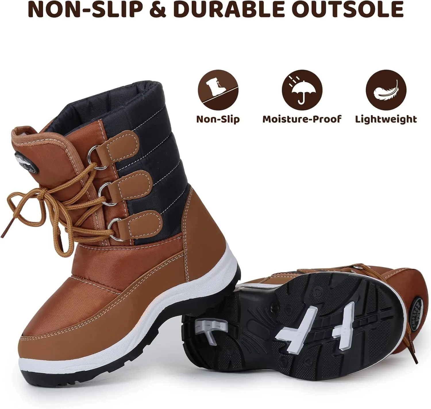 Apakowa Kids Girls Insulated Fur Winter Warm Snow Boots (Toddler/Little Kid)